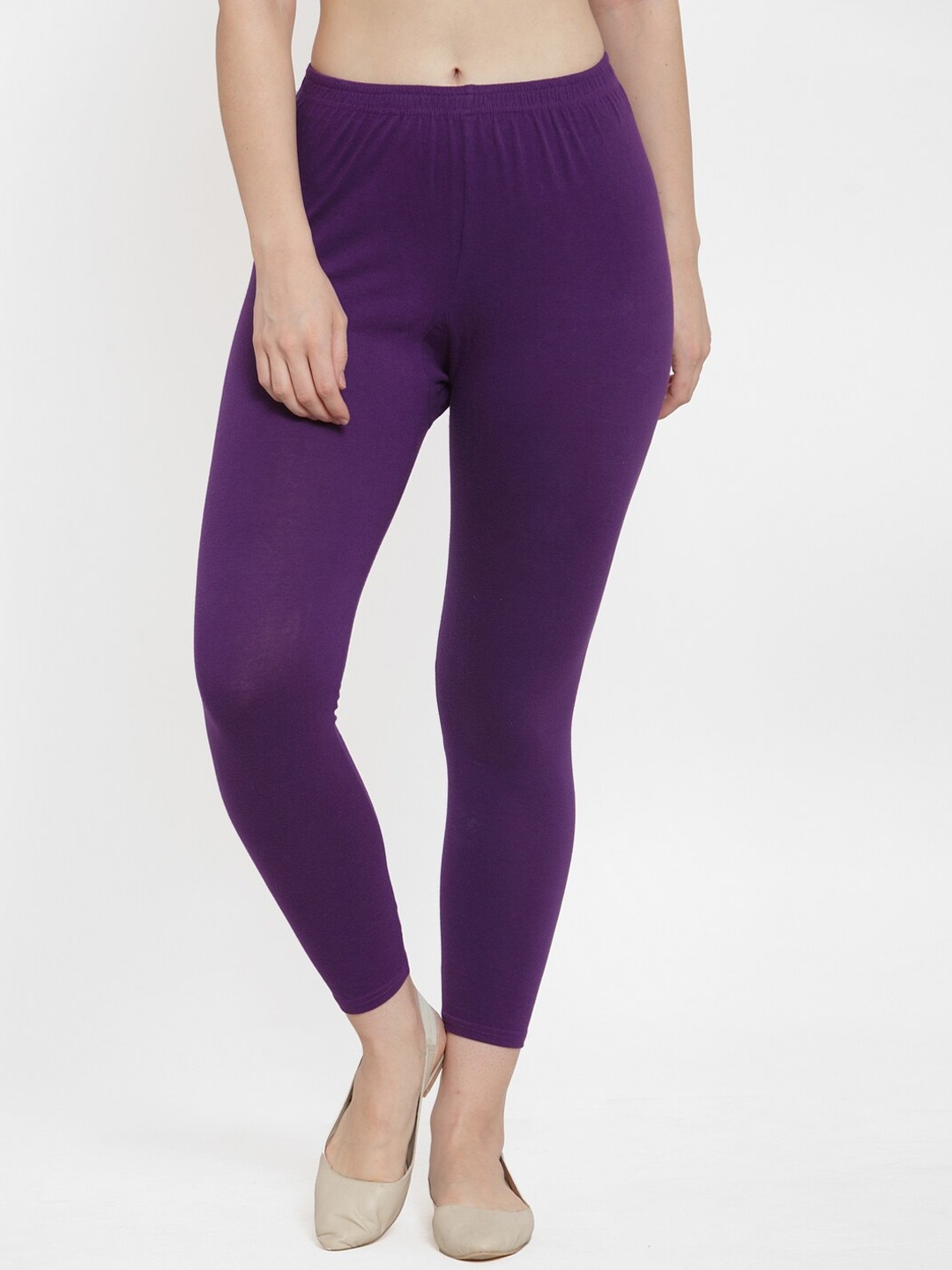 

GRACIT Women Purple Solid Super Combed Cotton Ankle-Length Leggings