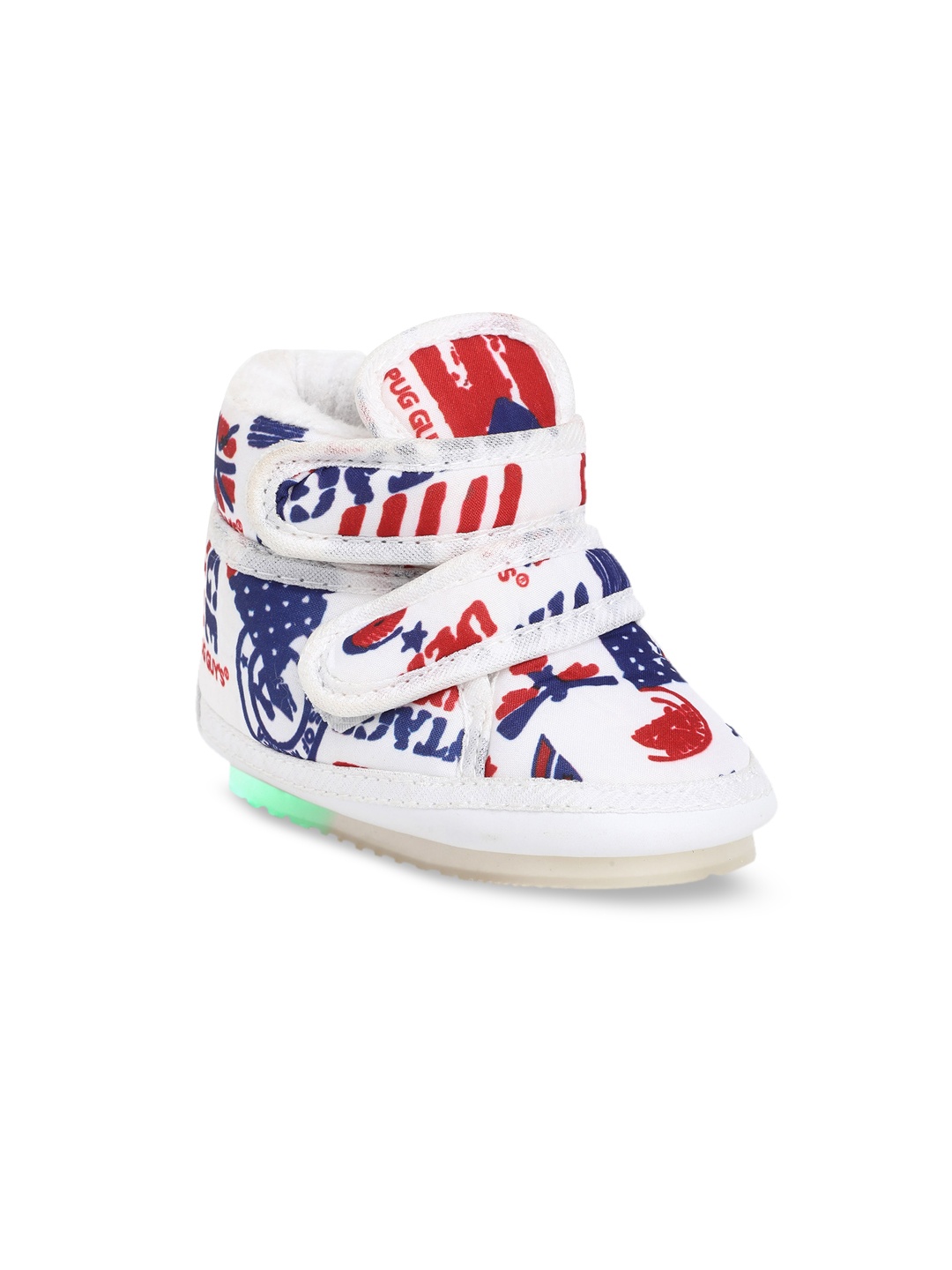 

CHiU Kids White & Blue Printed Sneakers With LED Lights