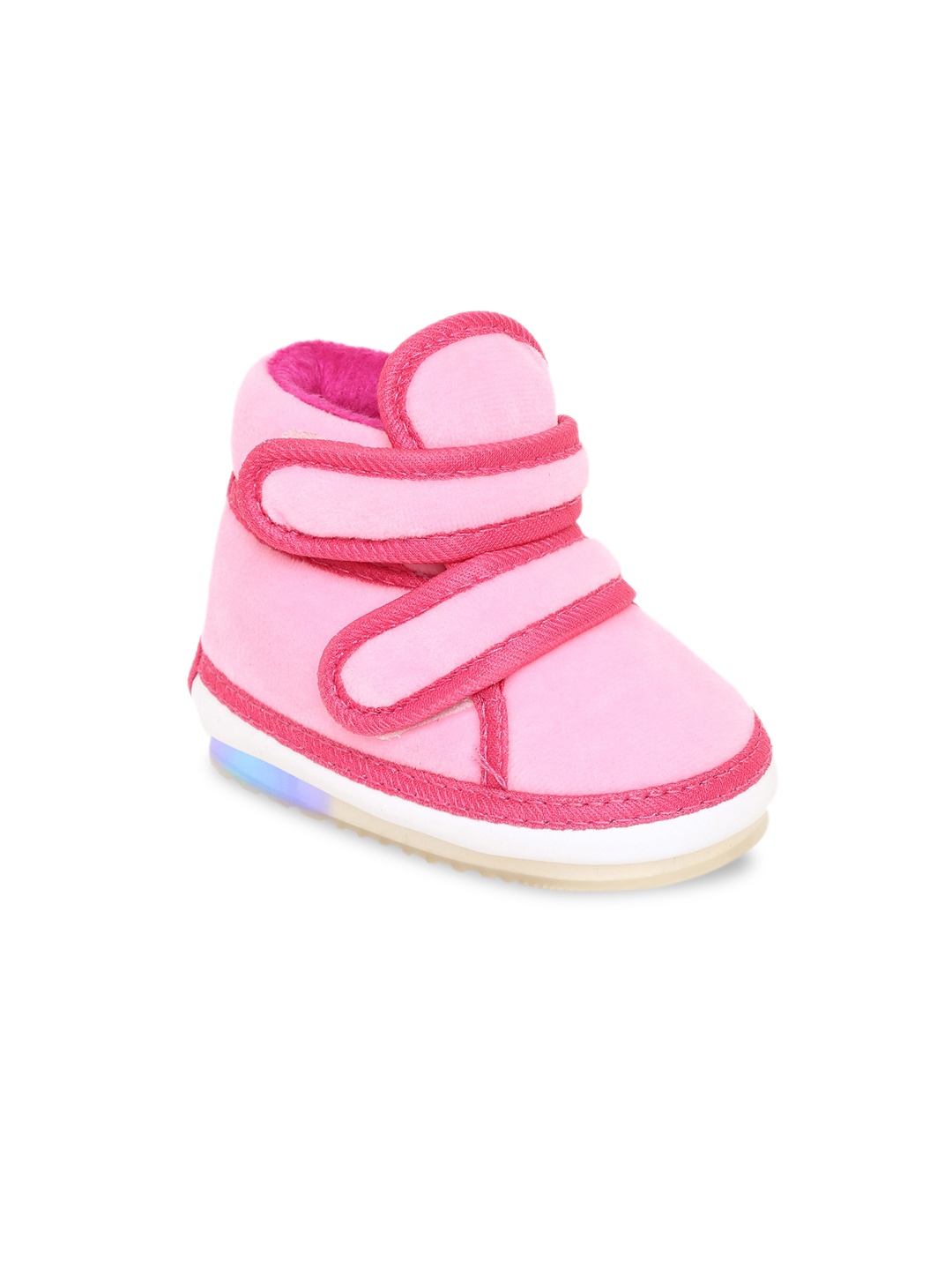 

CHiU Kids Pink Striped Velvet Sneakers With LED Lights