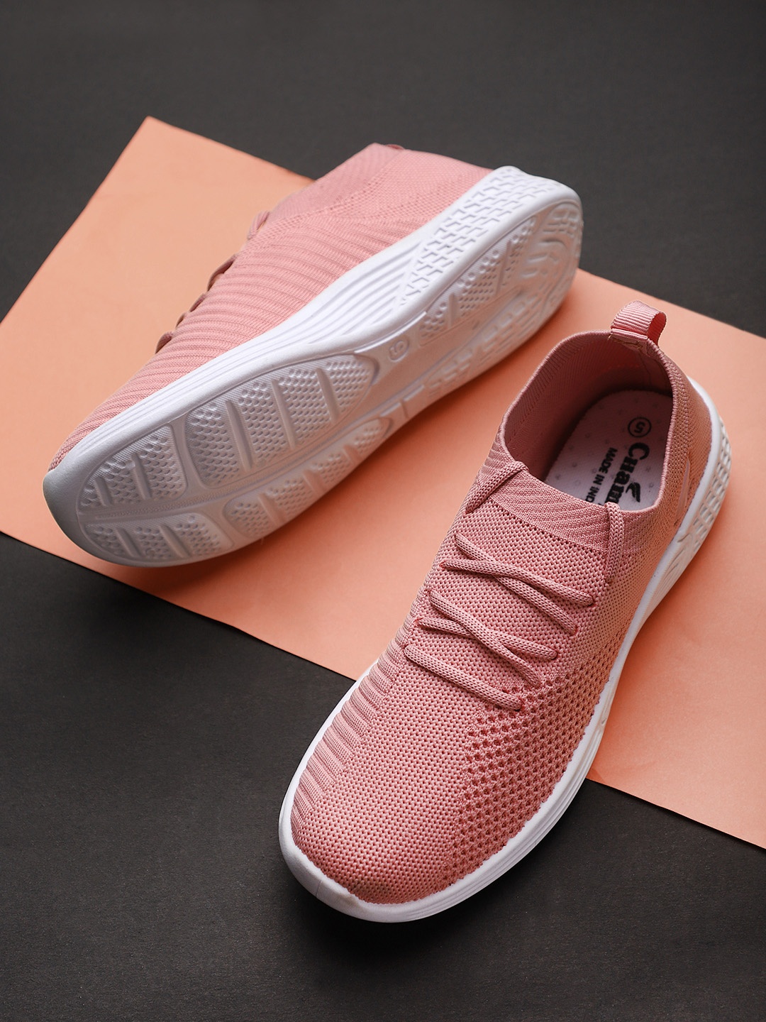 

Champs Women Peach-Coloured Woven Design Sneakers