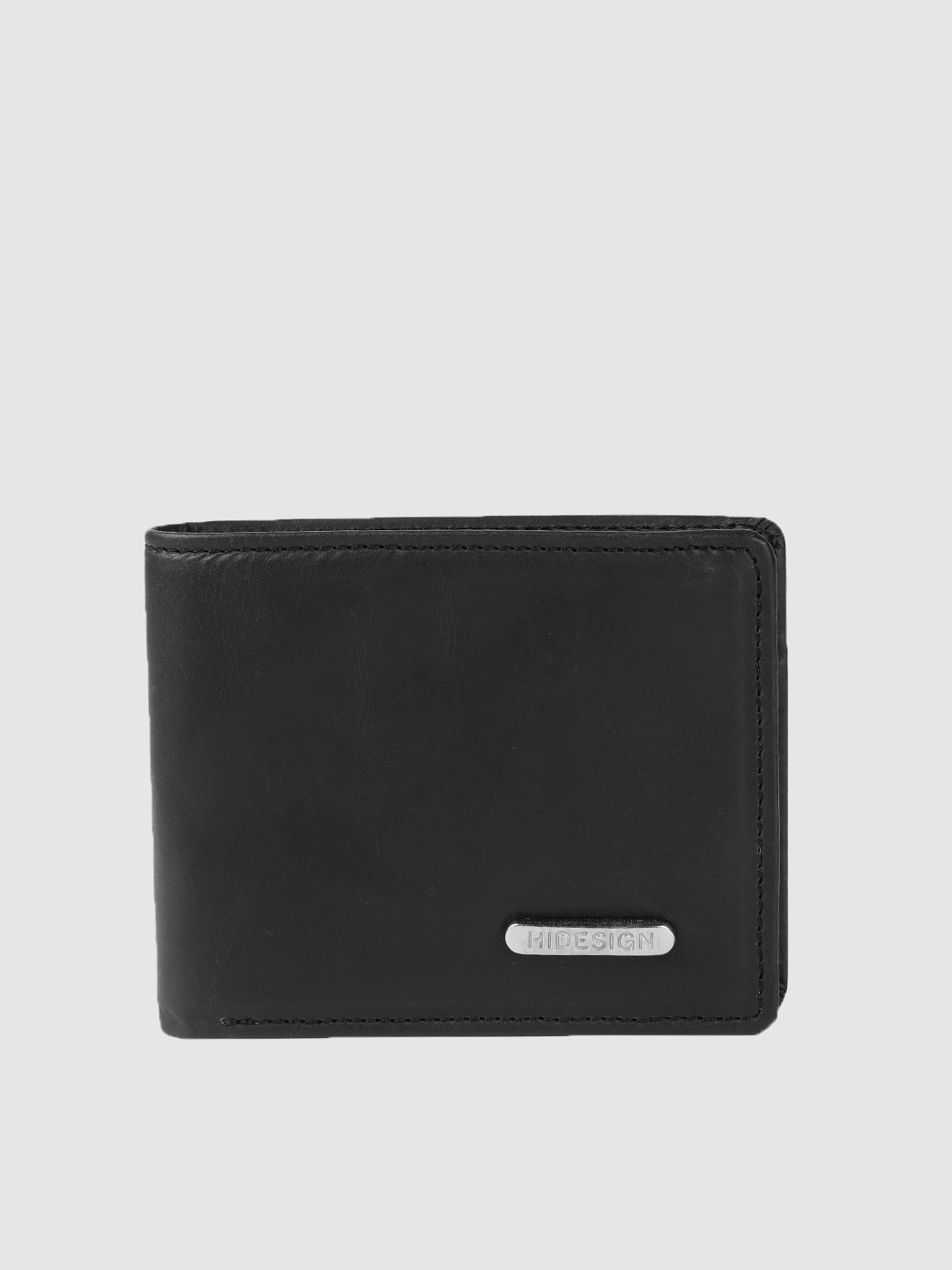 

Hidesign Men Black Leather Two Fold Wallet
