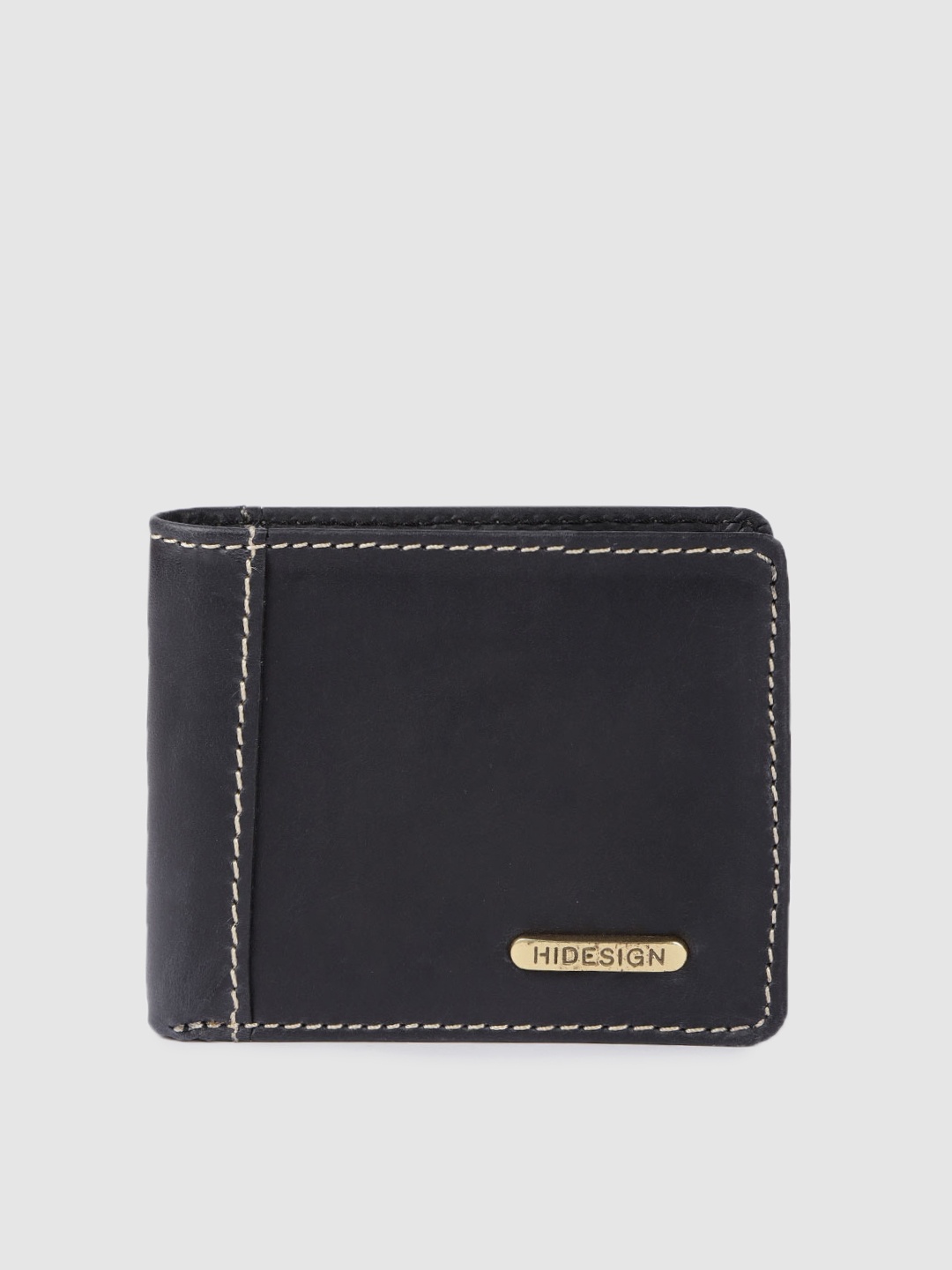 

Hidesign Men Black Leather Two Fold Wallet