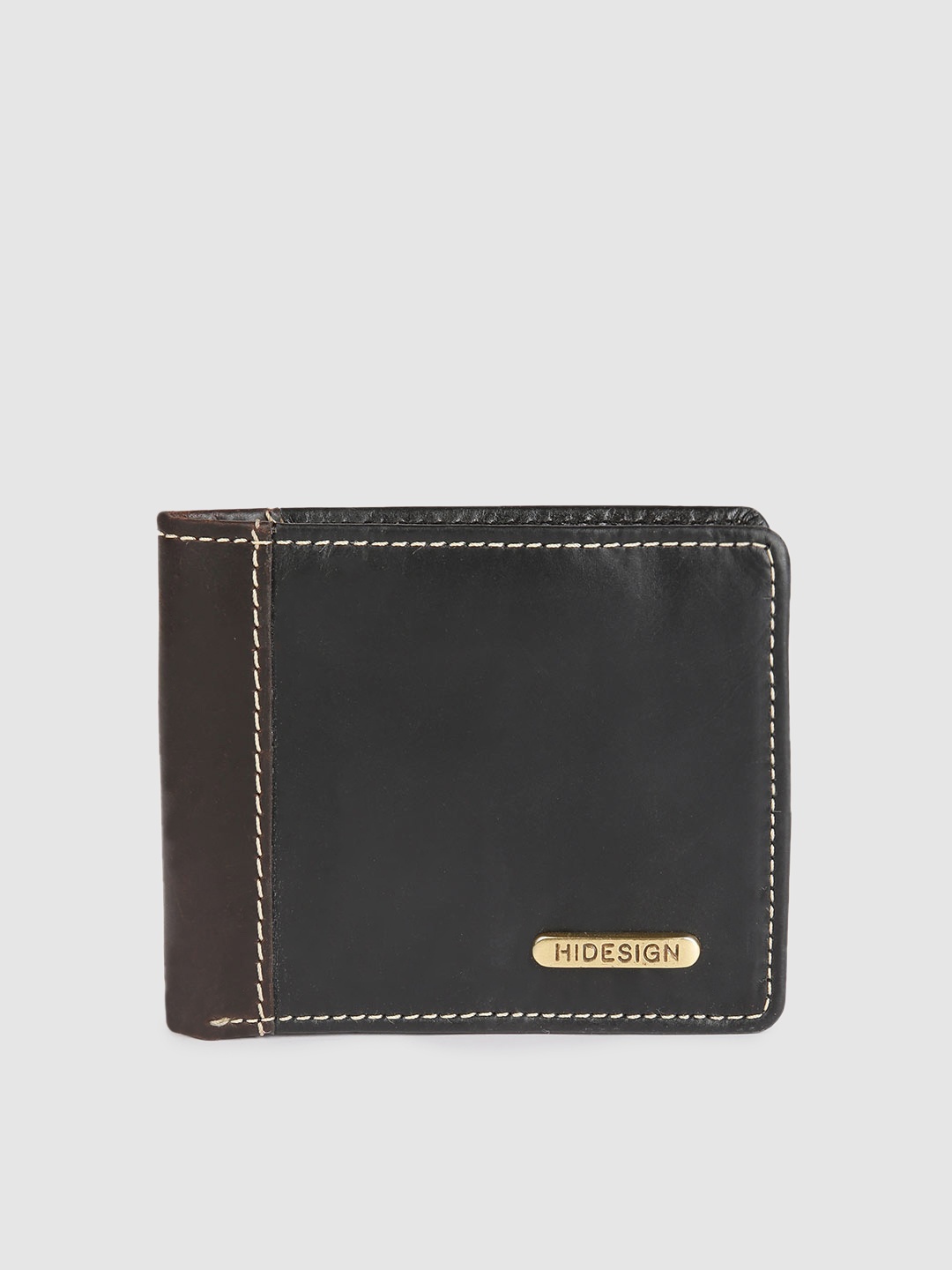 

Hidesign Men Black Leather Two Fold Wallet