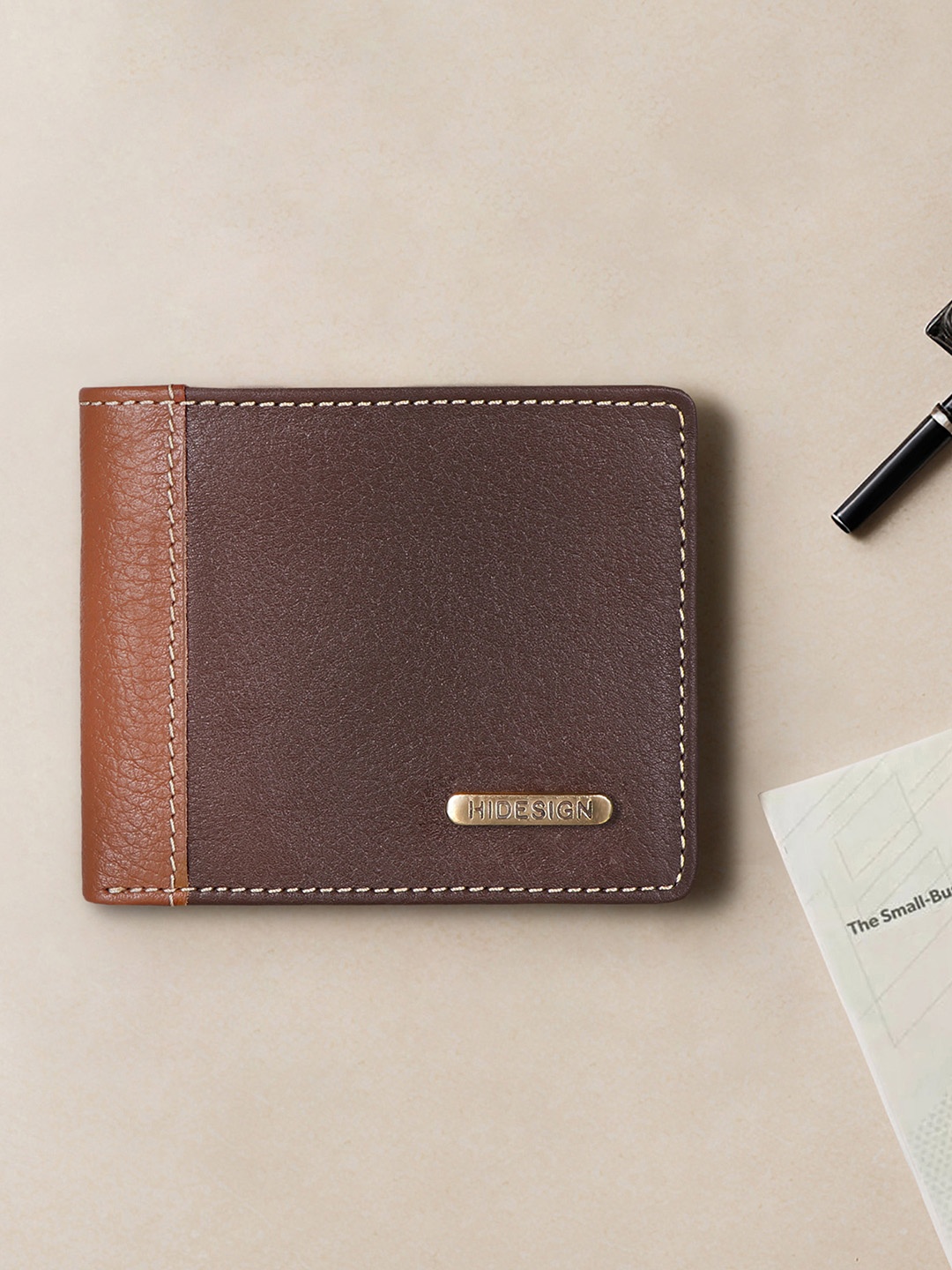 

Hidesign Men Brown Colourblocked Leather Two Fold Wallet