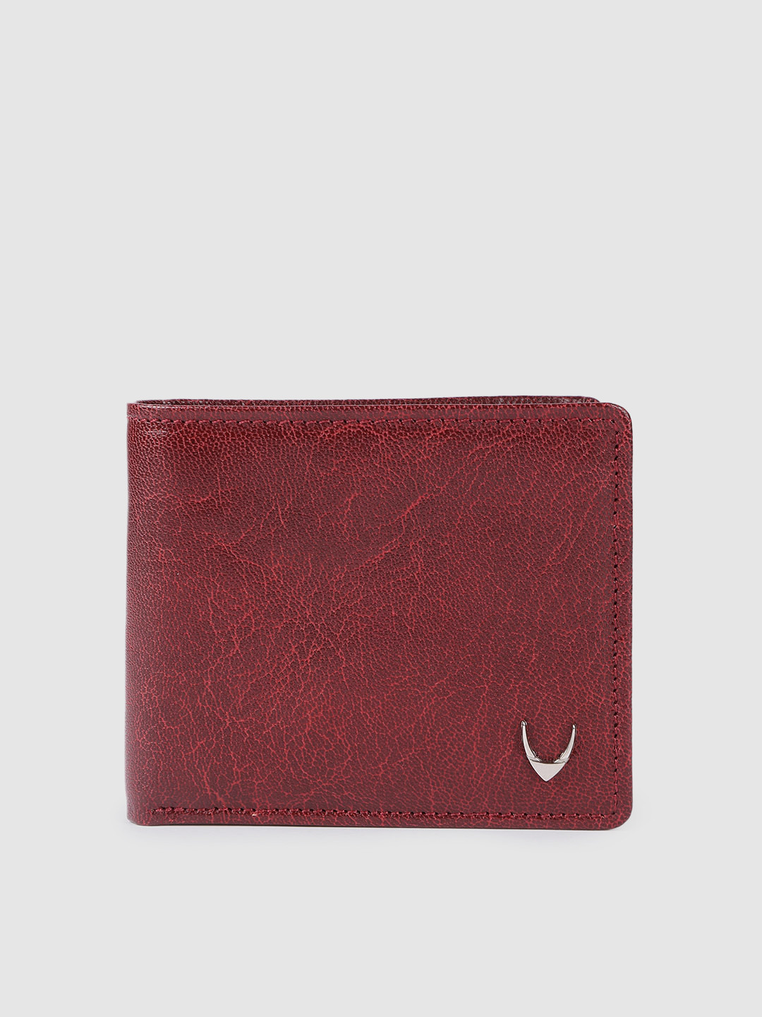 

Hidesign Men Red Self Design Leather Two Fold Wallet