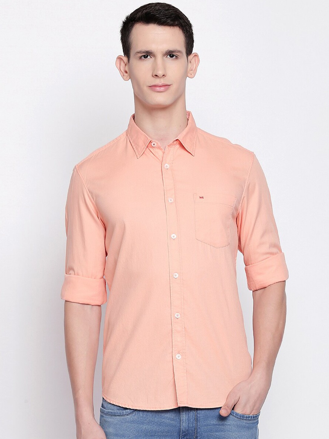 

Basics Men Orange Slim Fit Casual Shirt
