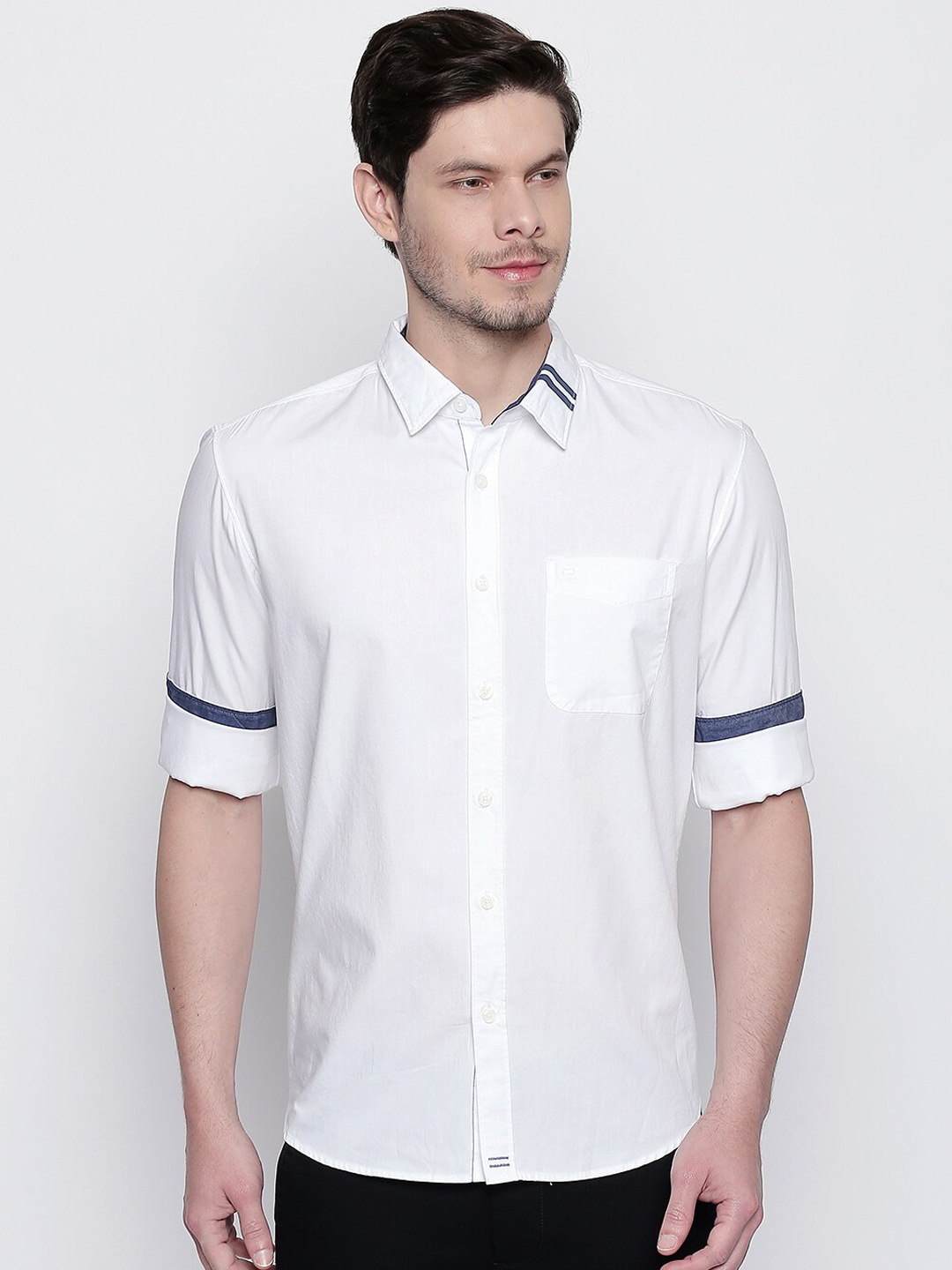 

Basics Men White Slim Fit Casual Shirt