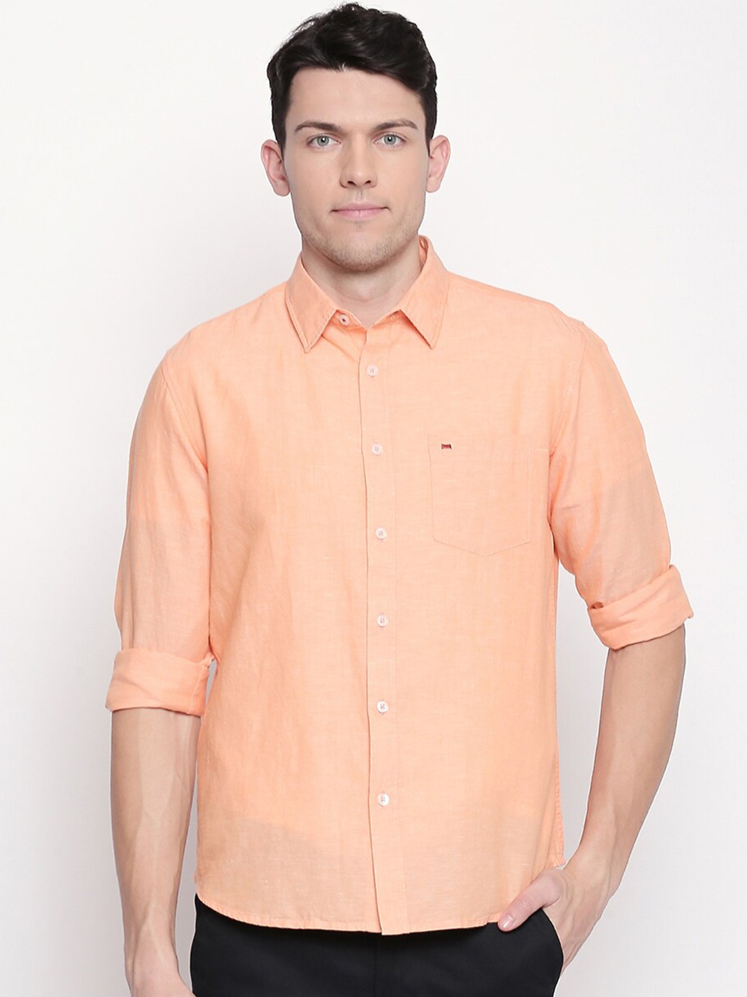 

Basics Men Orange Slim Fit Casual Shirt