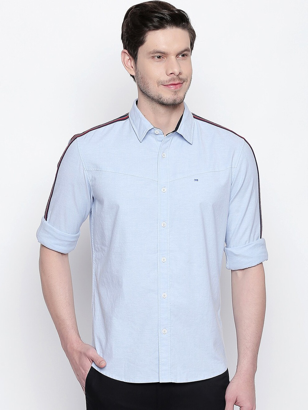 

Basics Men Blue Slim Fit Casual Shirt