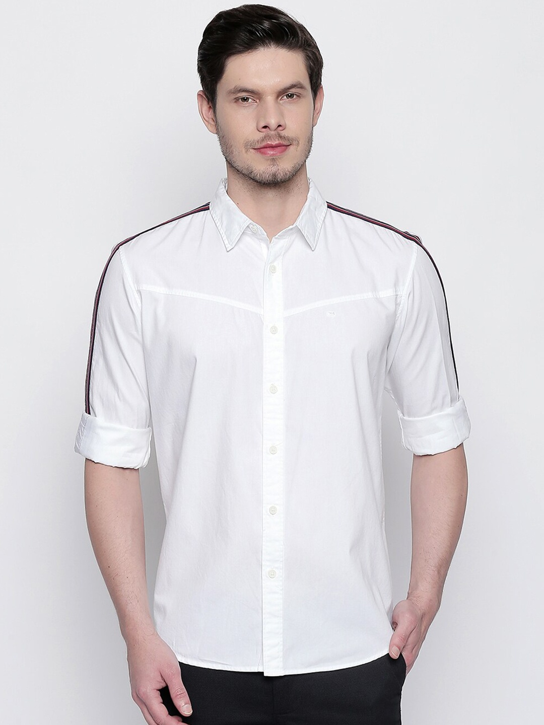 

Basics Men White Slim Fit Casual Shirt