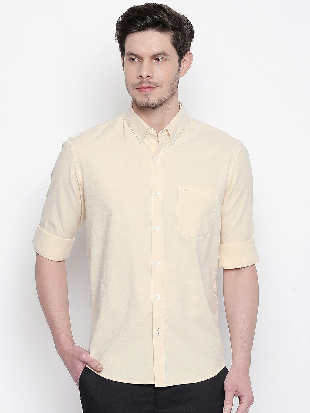 

Basics Men Yellow Slim Fit Casual Shirt