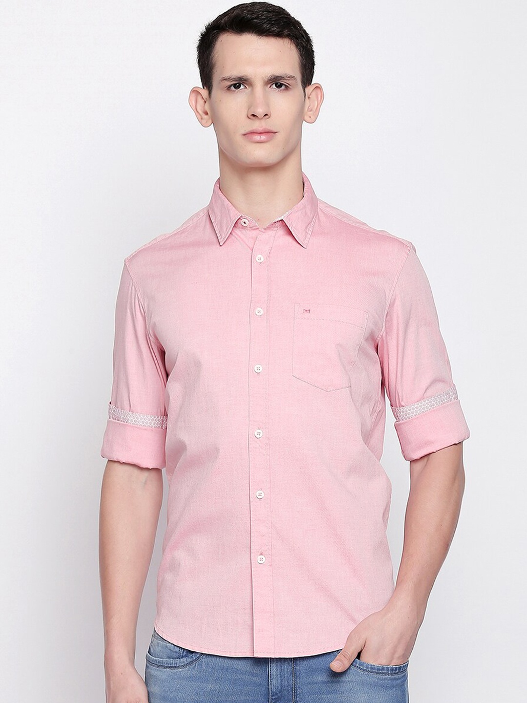 

Basics Men Pink Slim Fit Casual Shirt