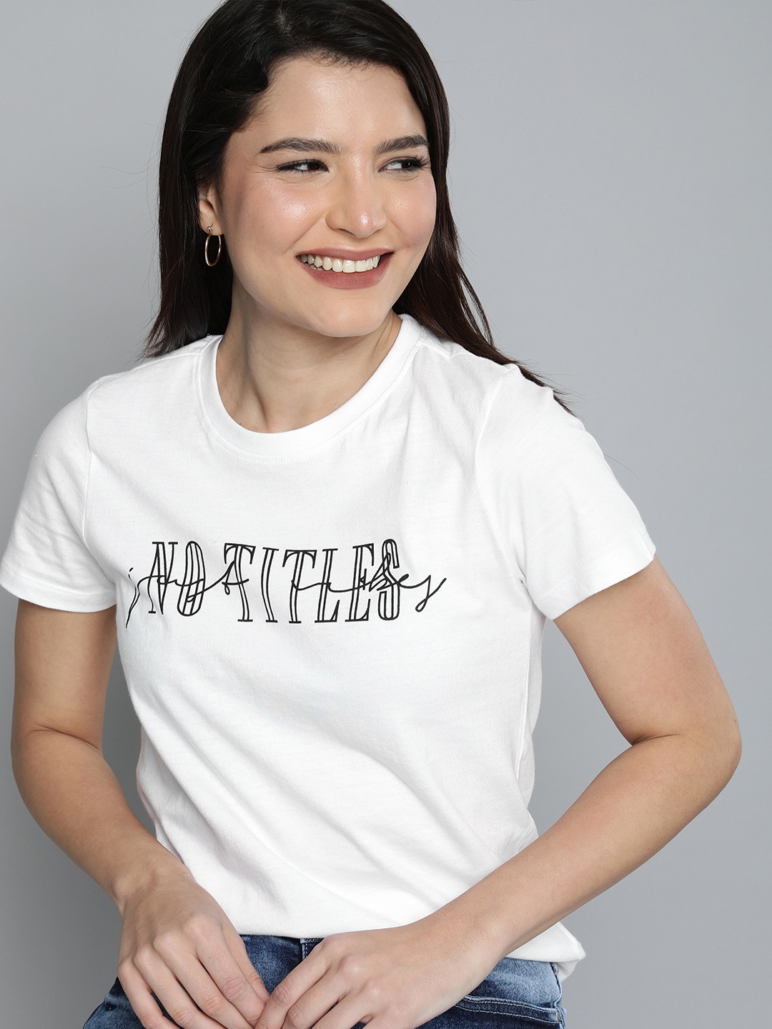 

Mast & Harbour Women White Typography Printed T-shirt