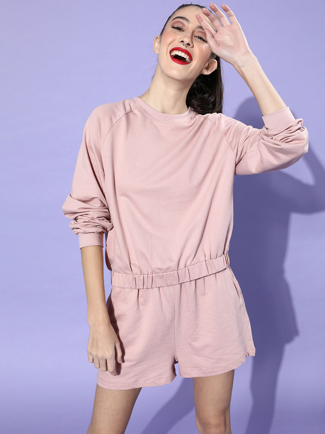 

M&H Easy Women Pretty Pink Solid T-Shirt with Shorts