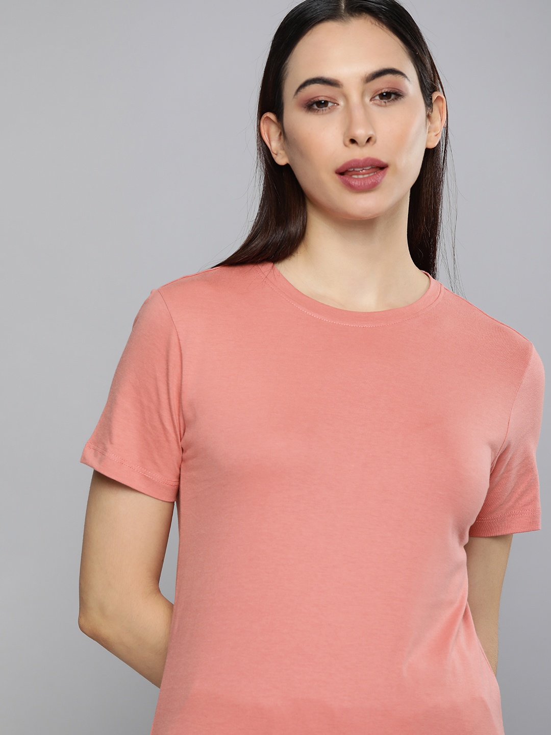 

M&H Easy Women Pink Longline T-shirt