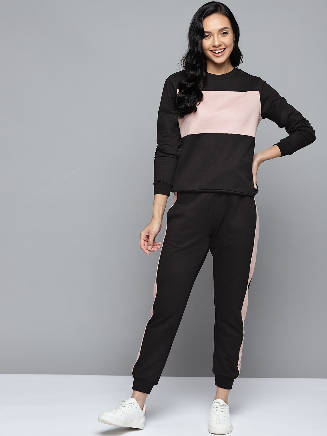 

M&H Easy Black & Pink Pure Cott0on Colourblocked Co-Ord Set