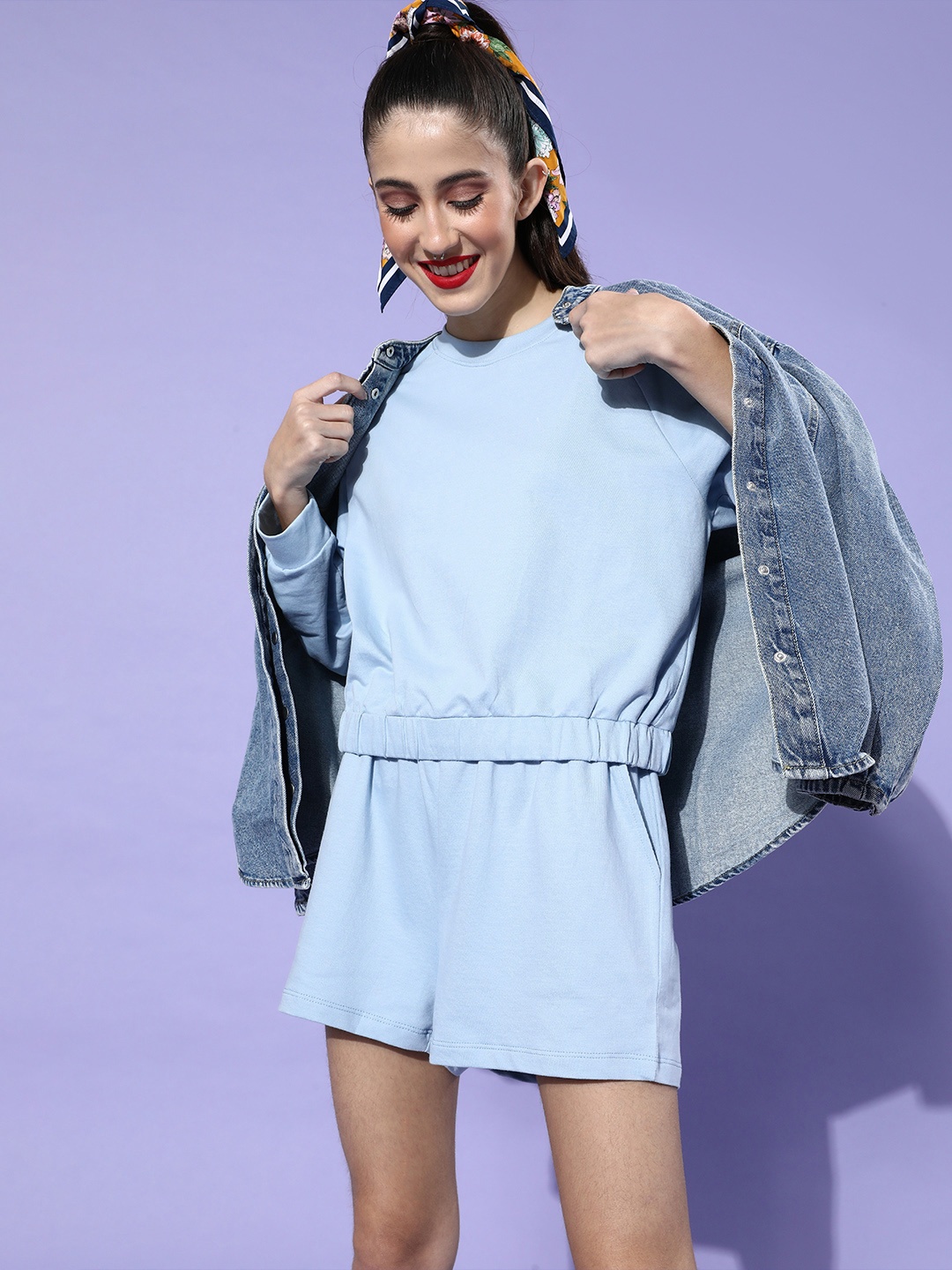 

M&H Easy Women Stunning Blue Solid T-Shirt with Shorts