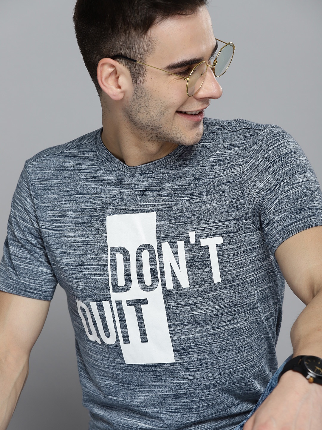 

Mast & Harbour Men Navy Blue & White Typography Print T-shirt
