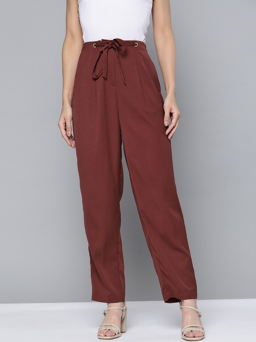 

Chemistry Women Maroon Pleated Trousers