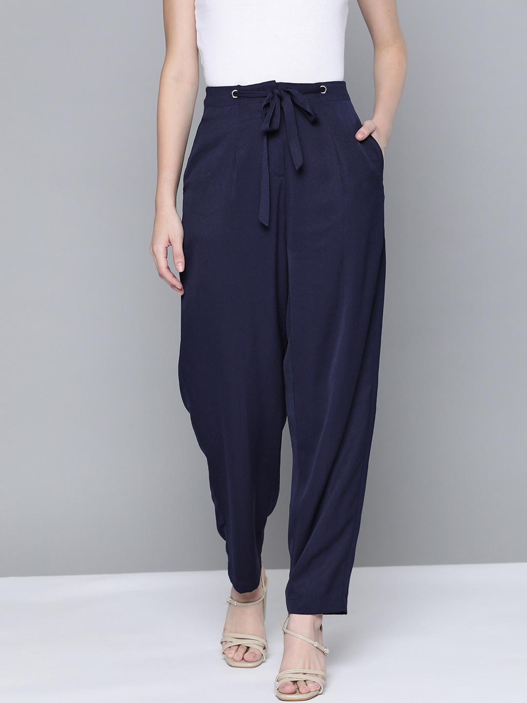 

Chemistry Women Navy Blue Pleated Trousers