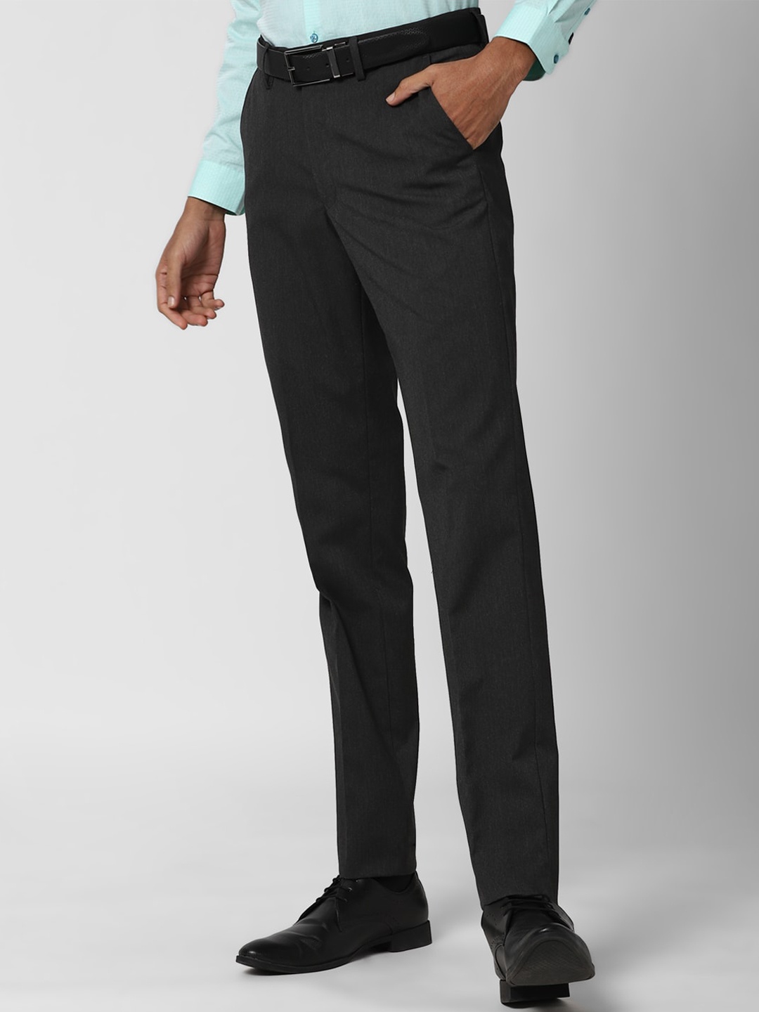 

Peter England Men Black Slim Fit Formal Trousers