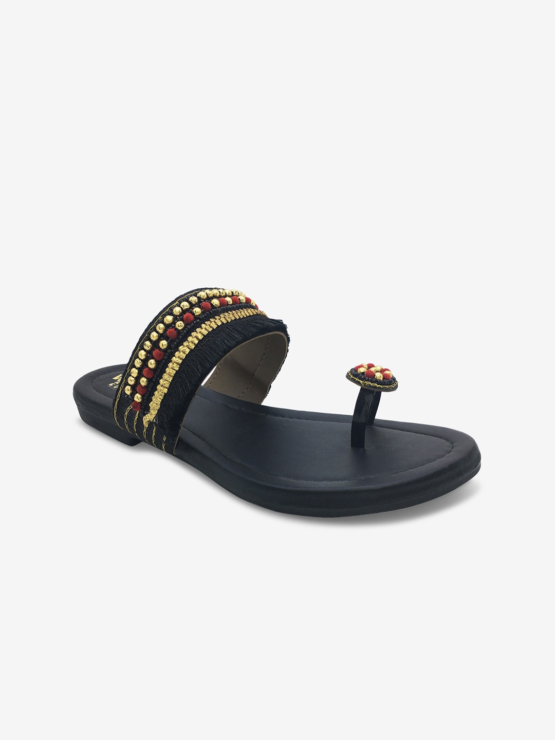 

WALK N STYLE COLLECTION Women Black Embellished One Toe Flats