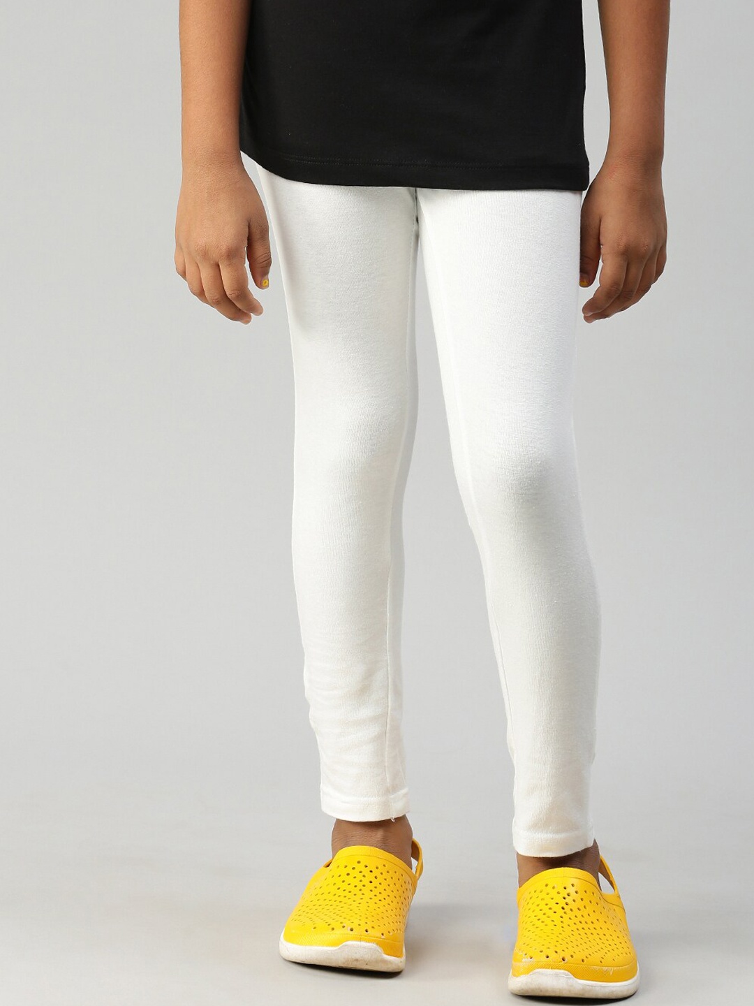 

Kryptic Girls White Solid Ankle-Length Leggings