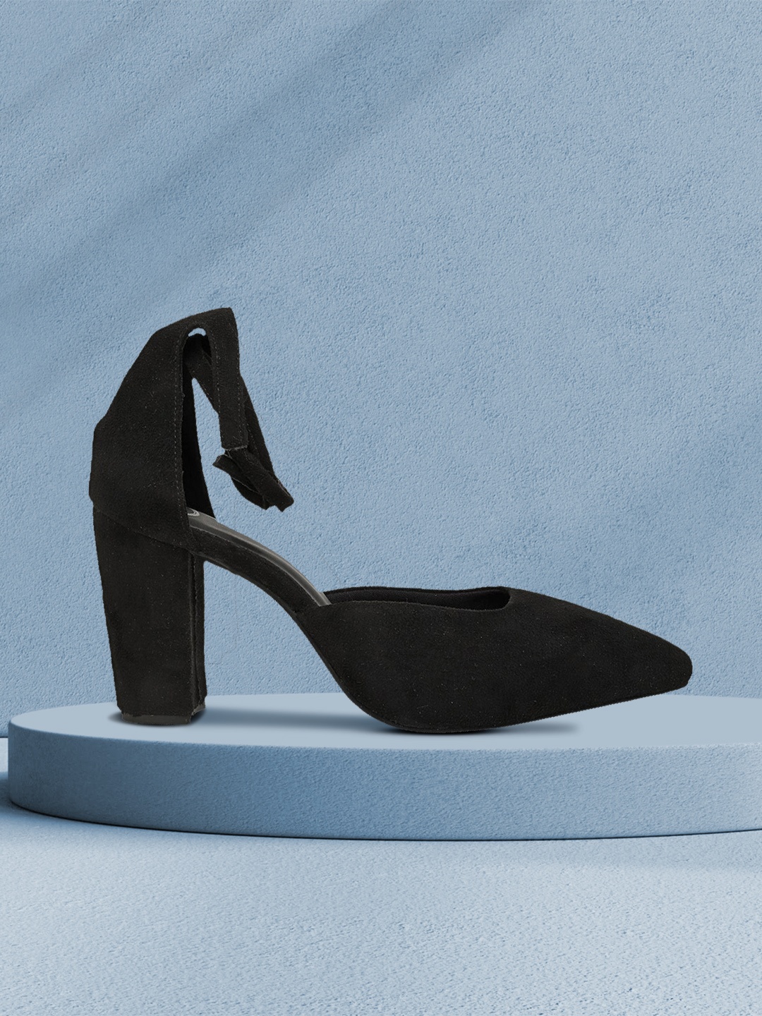 

20Dresses Women Black Solid Suede Block Pumps