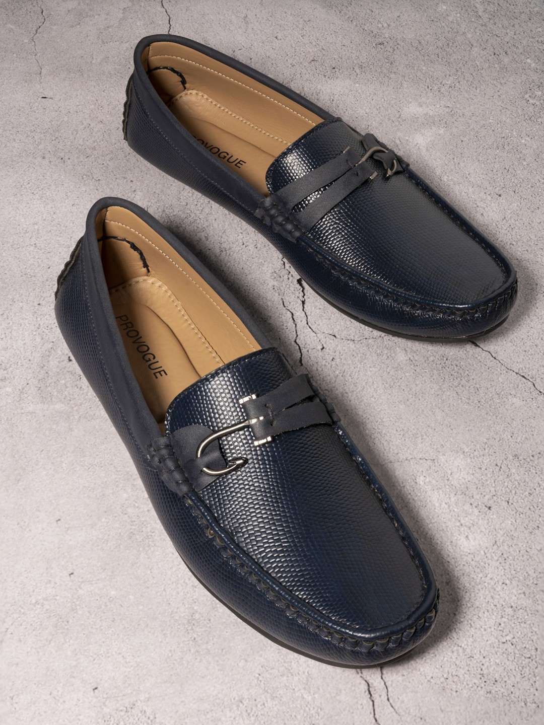 

Provogue Men Blue Textured Loafers