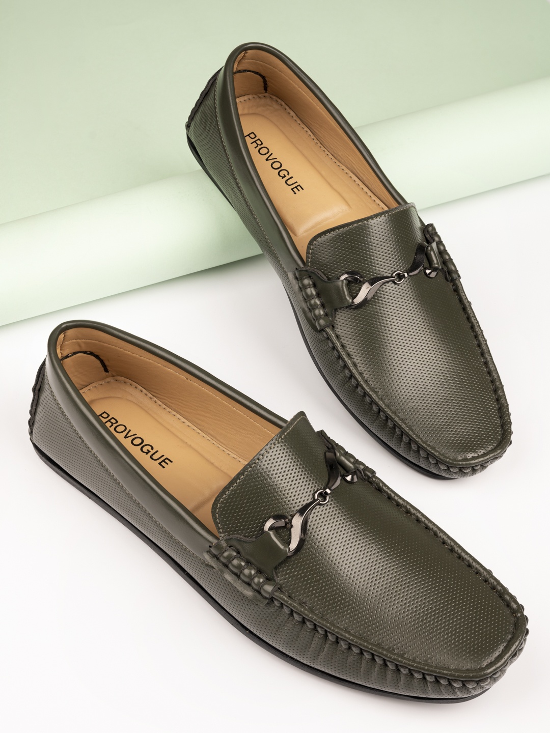 

Provogue Men Green Perforations Loafers