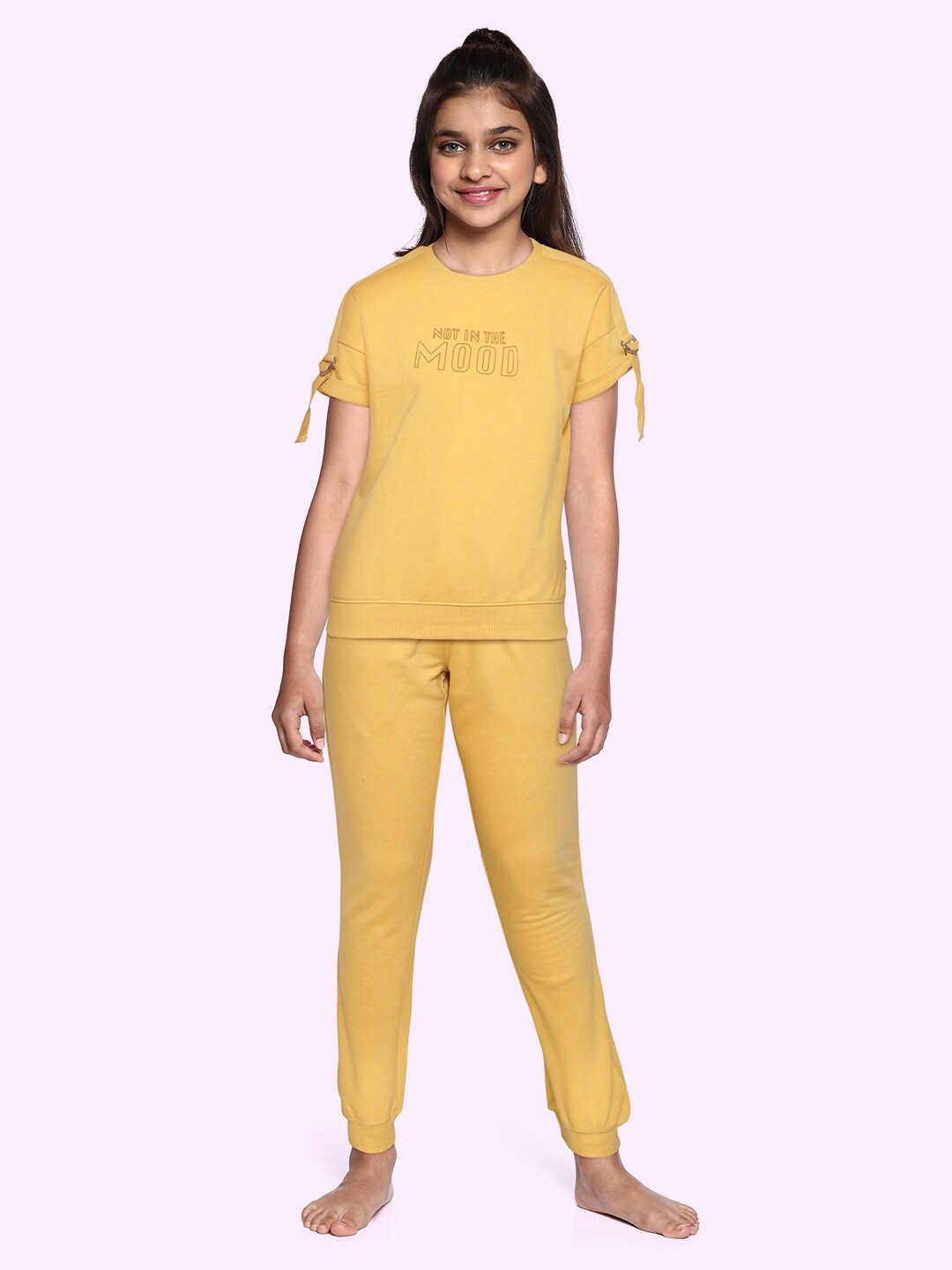 

UTH by Roadster Girls Mustard Yellow Printed Detail Co-ord Set