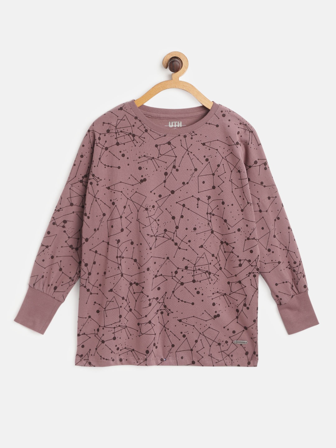 

UTH by Roadster Girls Mauve Pure Cotton Printed T-shirt