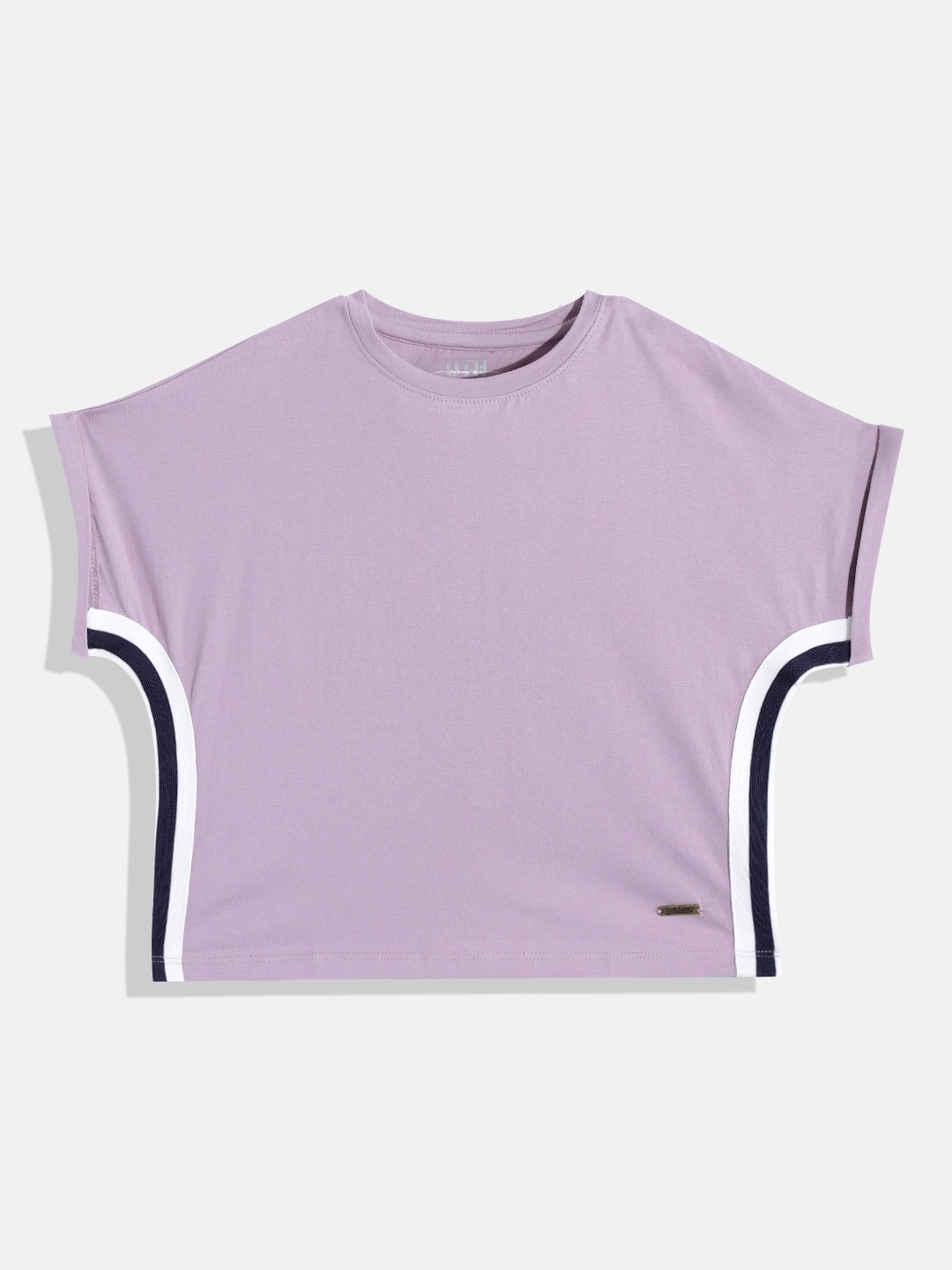 

UTH by Roadster Girls Lilac Solid Pure Cotton T-shirt, Lavender