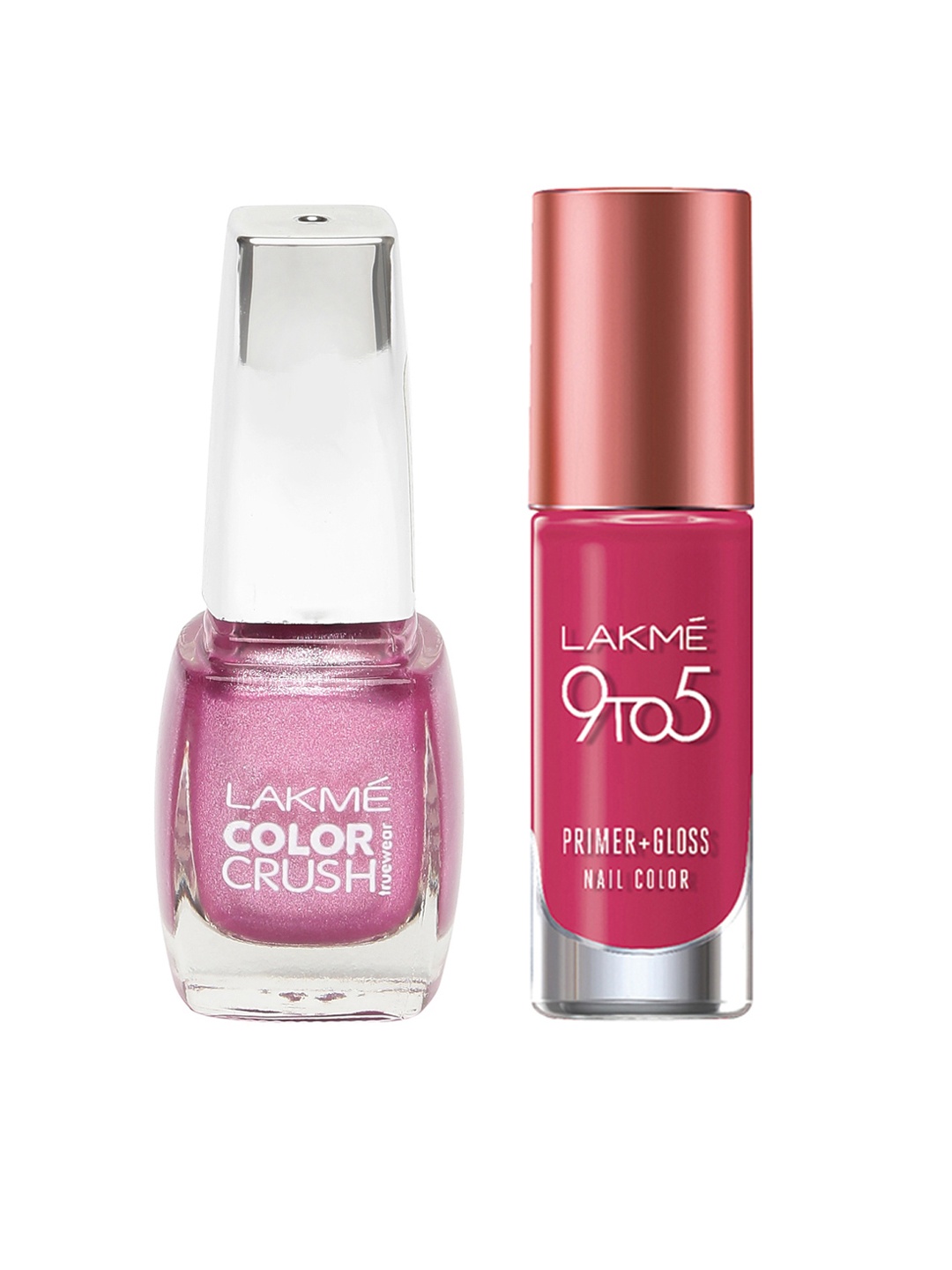 

Lakme Set of True Wear Color Crush Nail Polish & 9 to 5 Primer Gloss Nail Color, Magenta
