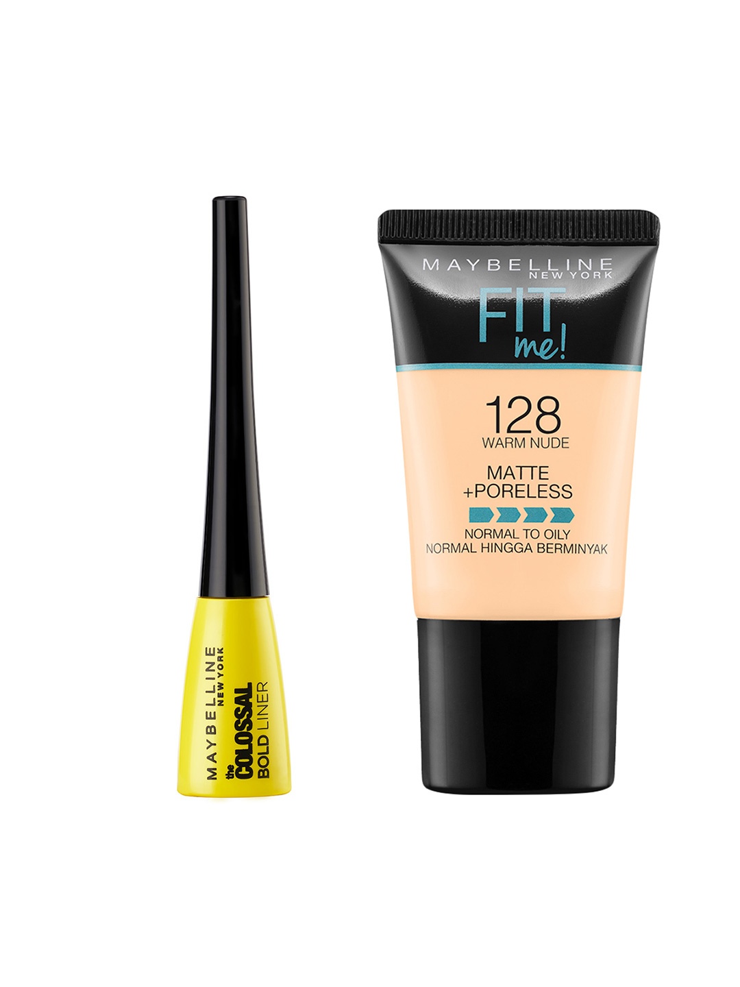 

Maybelline Set of Fit Me Matte Poreless Liquid Foundation & Colossal Eyeliner, Nude