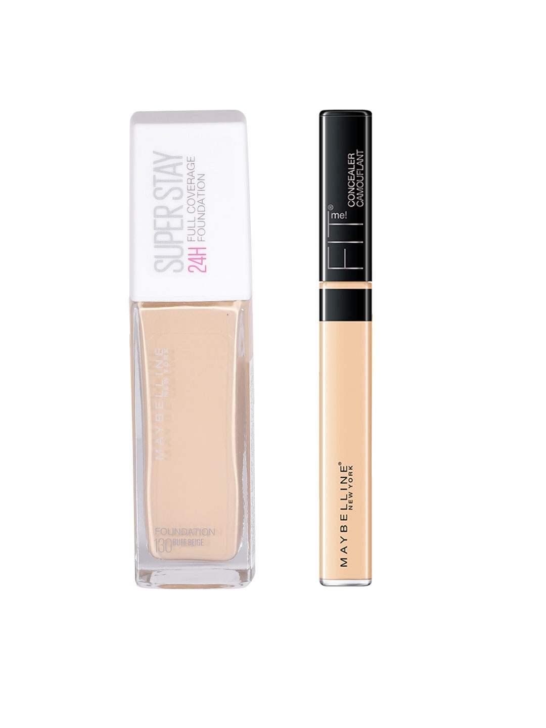 

Maybelline Set of Super Stay 24H Full Coverage Foundation & Fit Me Concealer, Beige