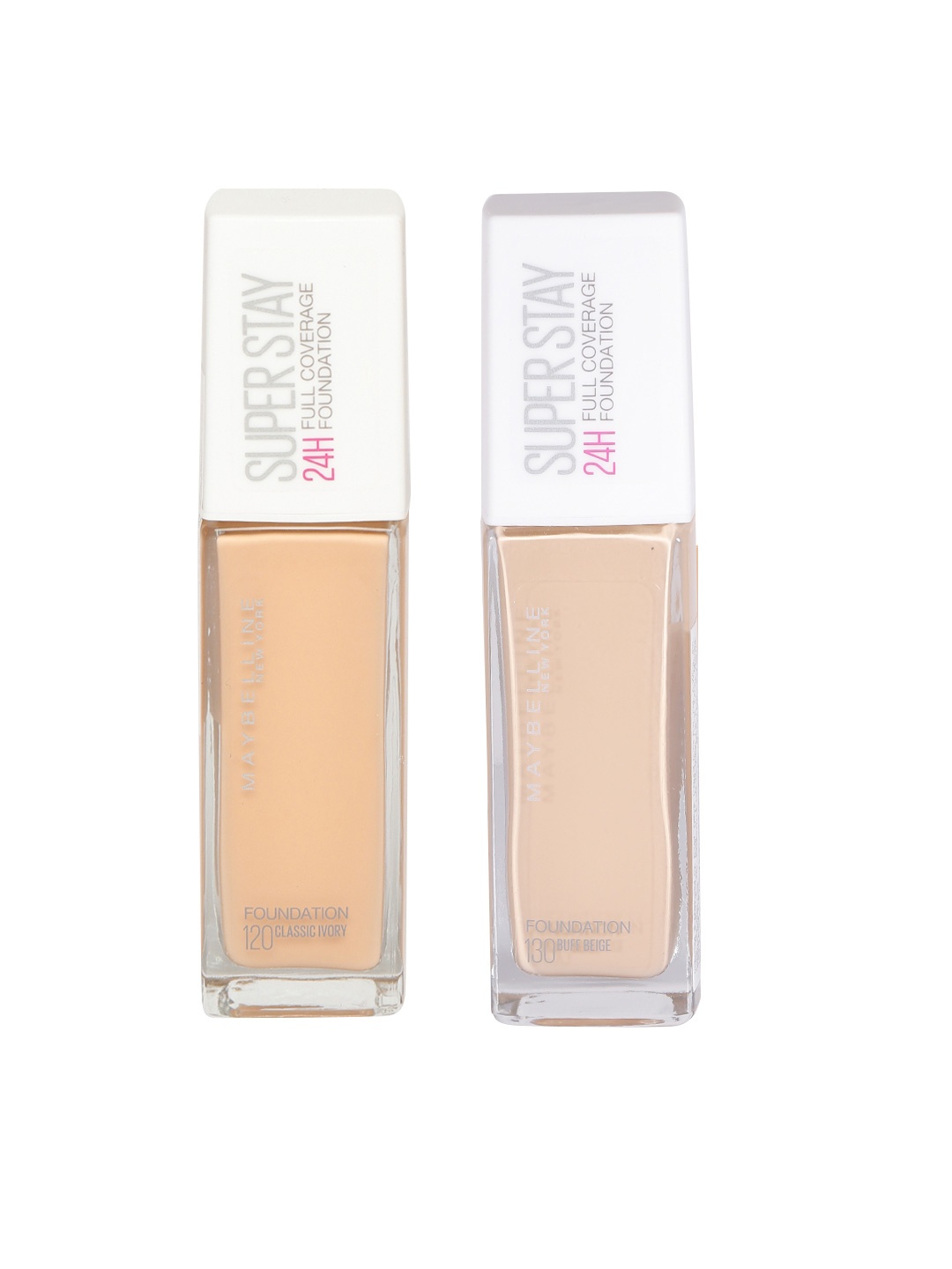 

Maybelline Set of 2 New York Super Stay 24H Full Coverage Foundations - 120 & 112, Beige