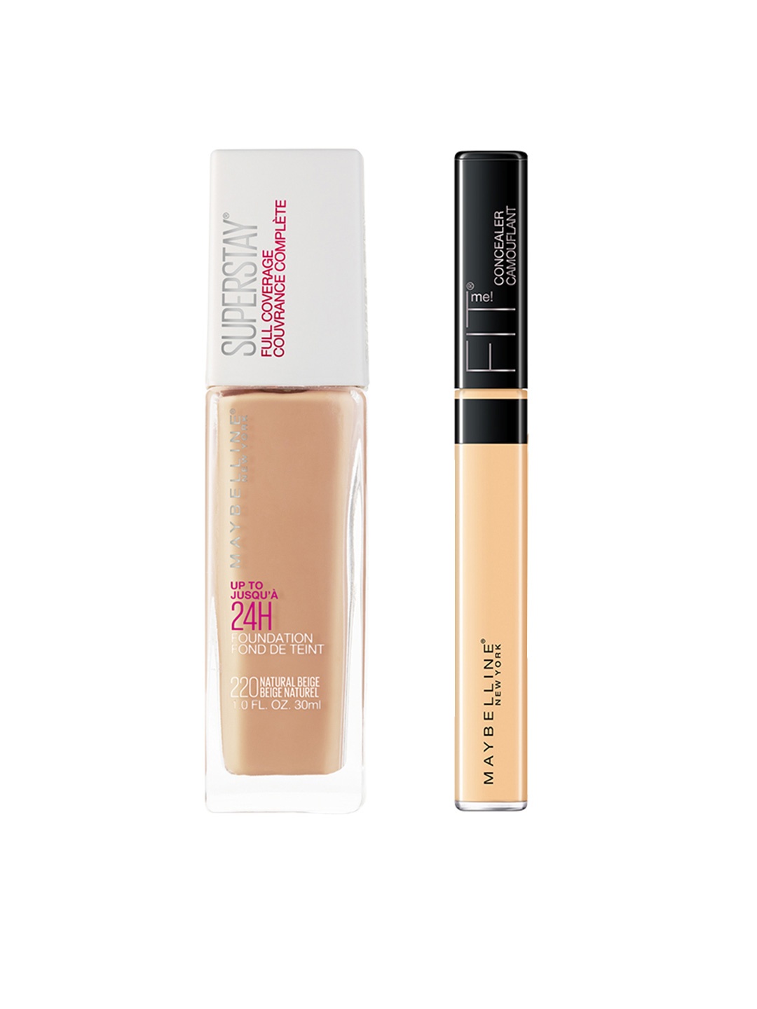 

Maybelline Set of Super Stay 24H Full Coverage Foundation & Fit Me Concealer, Beige