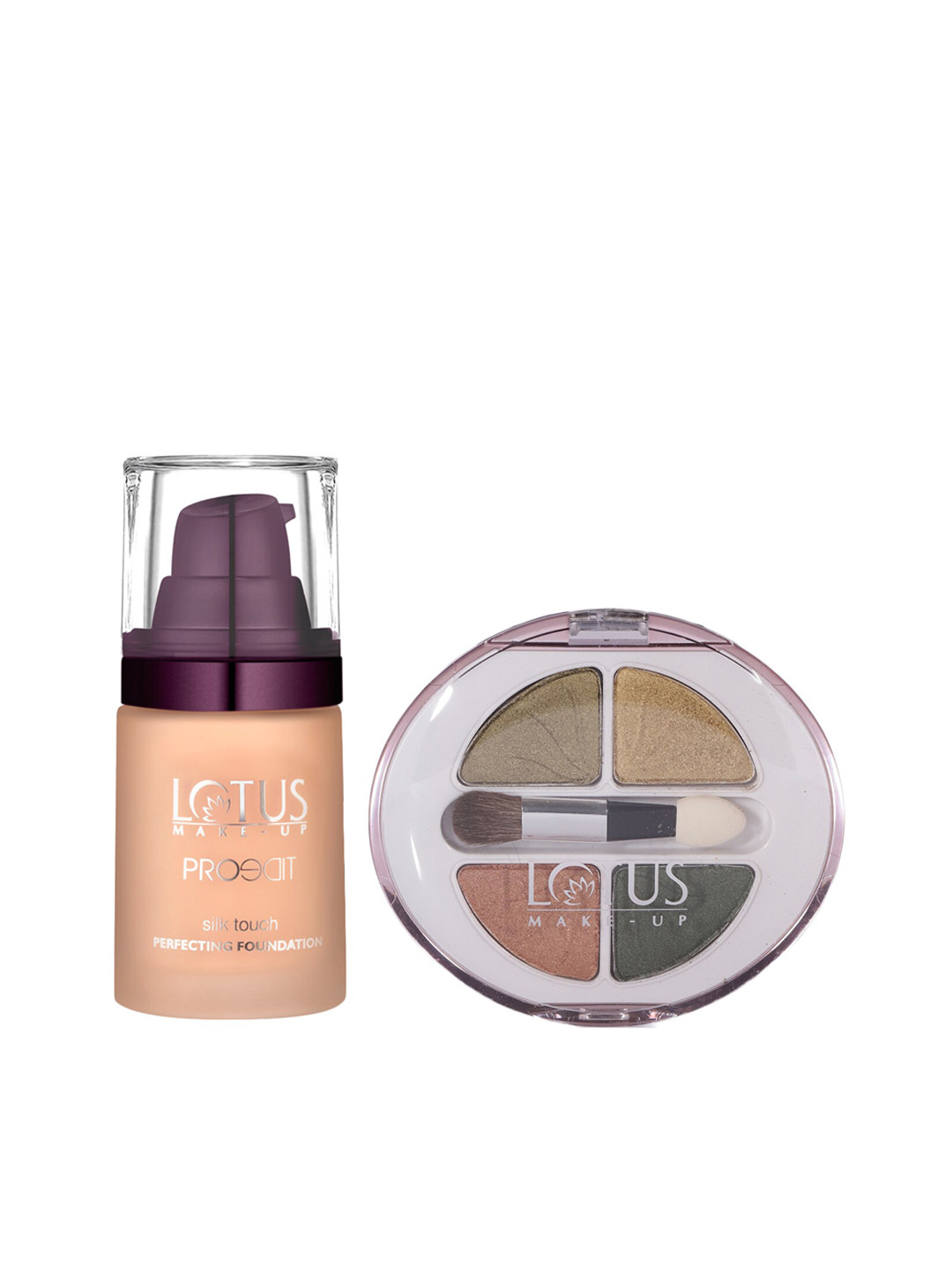 

Lotus Herbals Set of Perfecting Foundation & Ecostay Velvet Eye Shadow Palette, Beige