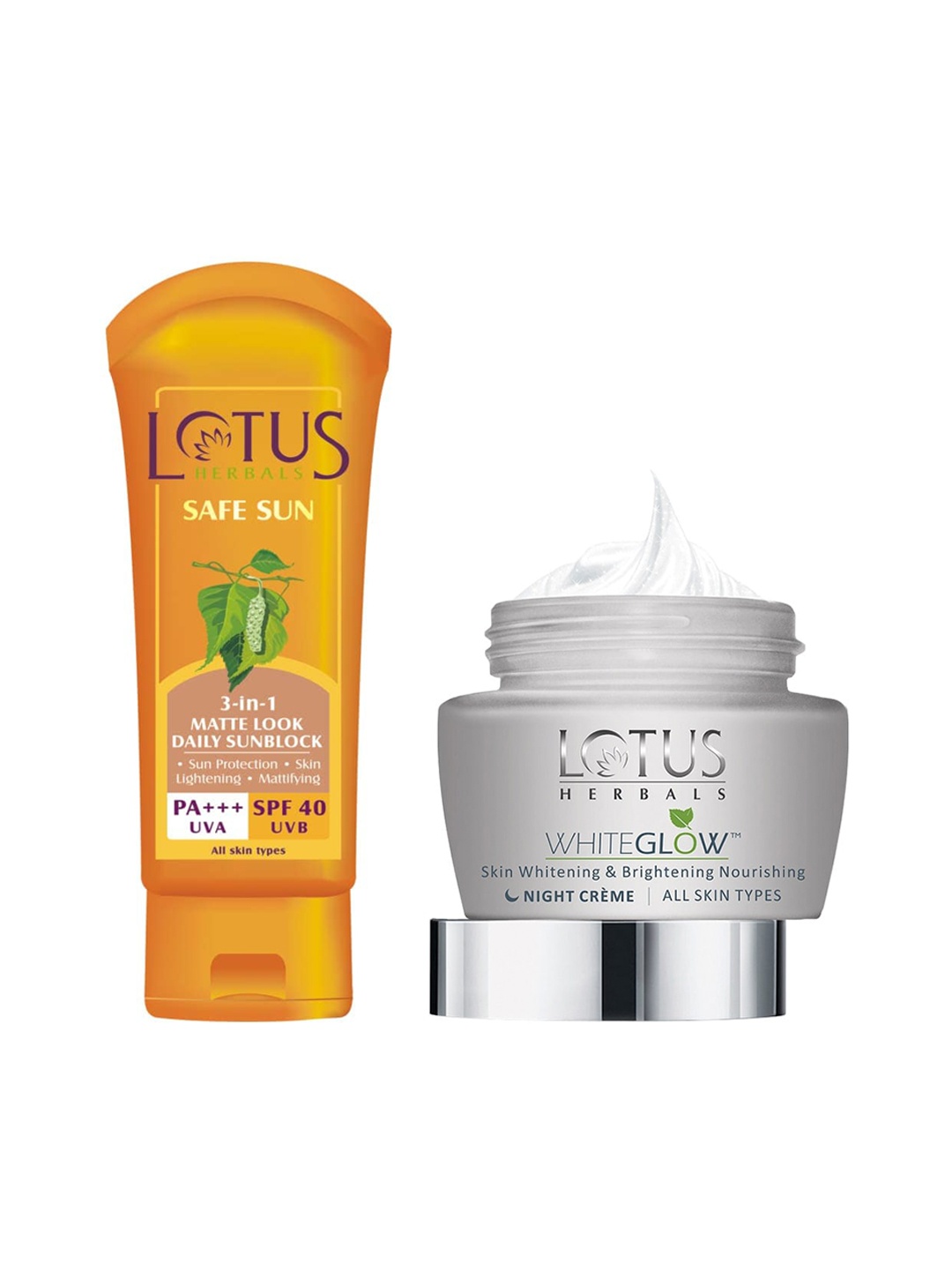 

Lotus Herbals Sustainable Set of Sunscreen & Night Creme, Orange