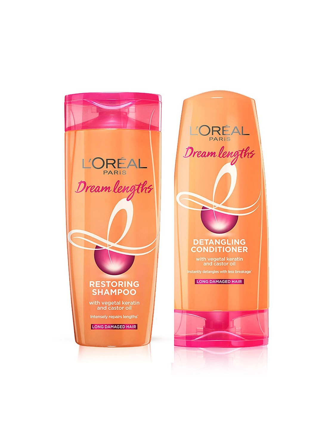 

LOreal Paris Dream Length Restoring Shampoo 340ml & Detangling Conditioner 180ml, Orange