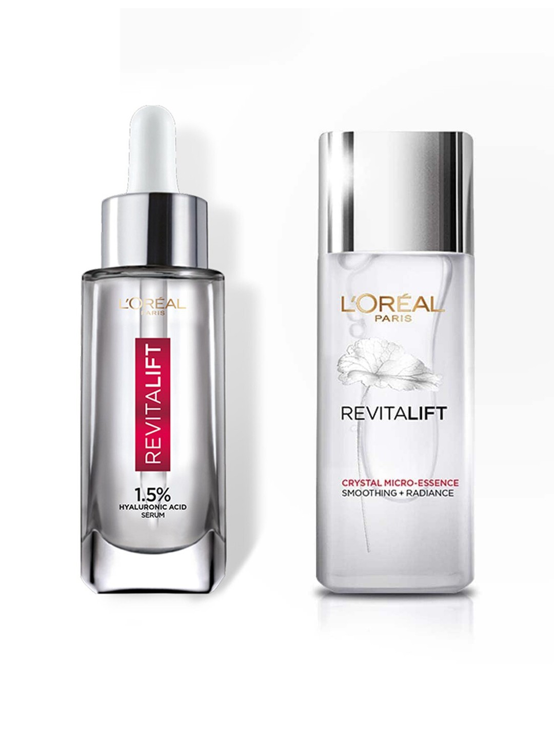 

L'Oreal Paris Set of Revitalift Crystal Micro-Essence & 1.5% Hyaluronic Acid Face Serum, Transparent