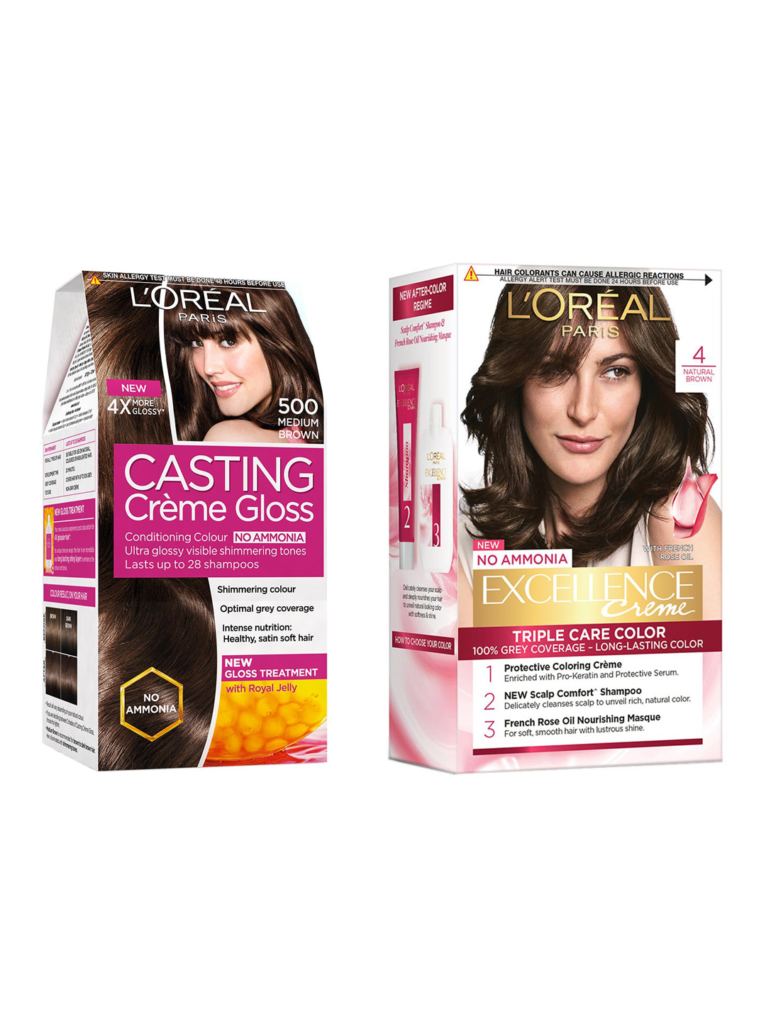 

LOreal Paris Set of Casting Creme Gloss & Excellence Natural Hair Color, Brown