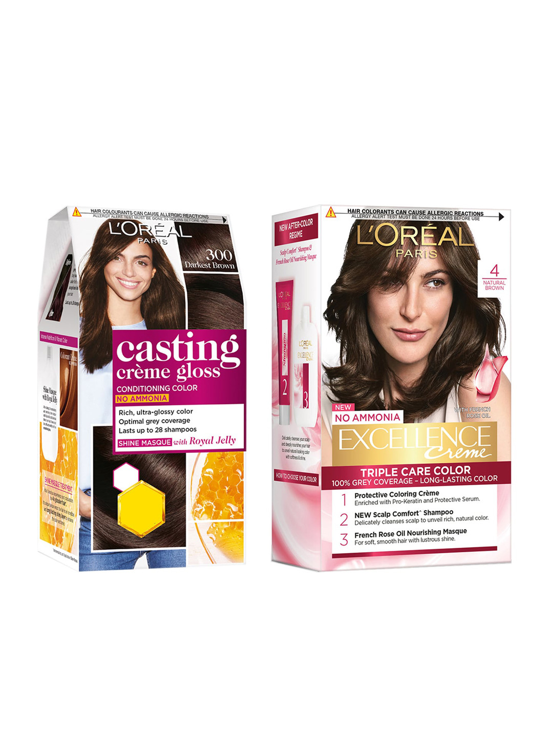 

LOreal Paris Set of Casting Creme Gloss & Excellence Natural Hair Color, Brown