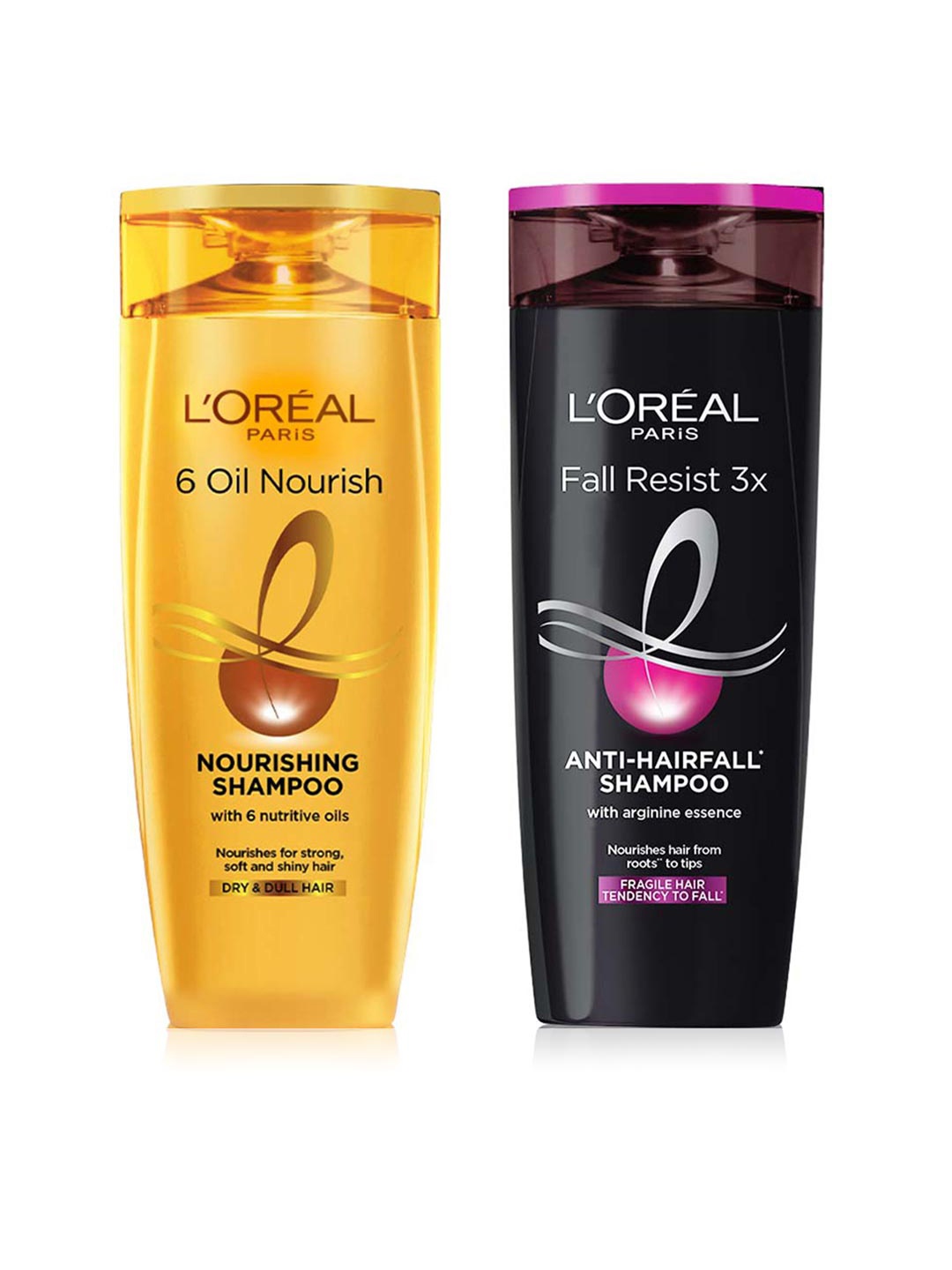 

L'Oreal Paris Fall Resist Anti-Hair Fall Shampoo 340ml & 6 Oil Nourish Shampoo 180ml, Black