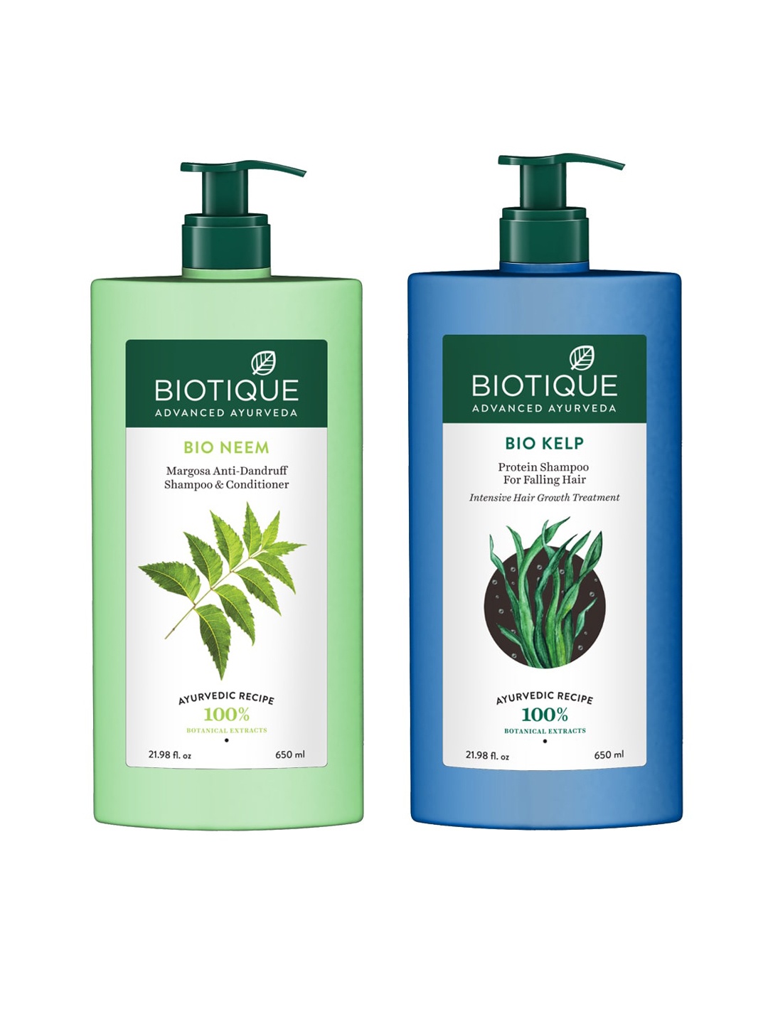 

Biotique Set of Bio Neem Shampoo & Conditioner & Bio Kelp Protein Sustainable Shampoo, Blue