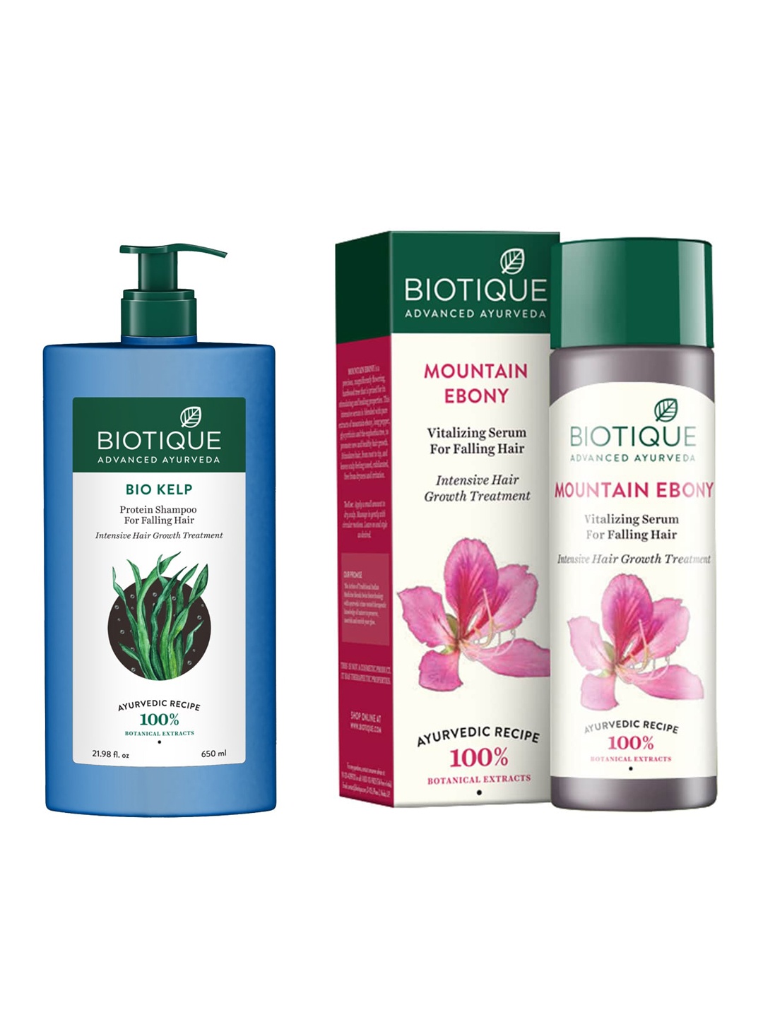 

Biotique Set of Sustainable Anti-Hairfall Serum & Bio Kelp Protein Shampoo, Blue