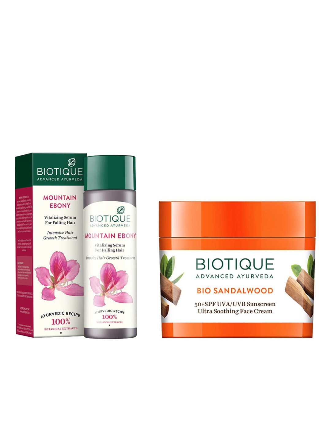 

Biotique Set of Sustainable Sunscreen & Anti-Hairfall Serum, White