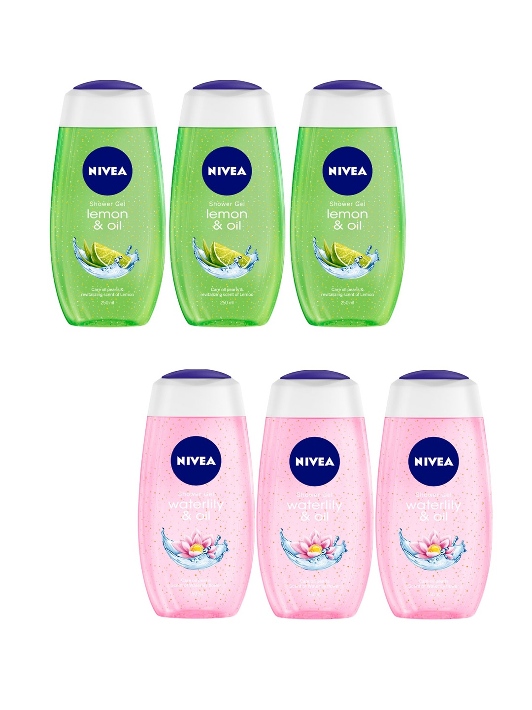 

Nivea Set of 6 Lemon & Oil - Waterlily & Oil Shower Gels, Pink