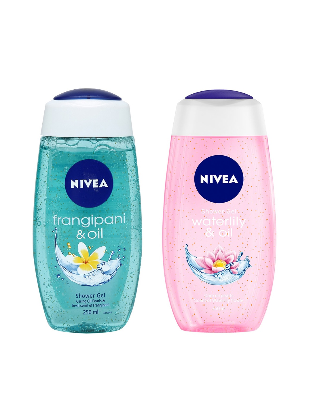 

Nivea Set of 2 Frangipani & Oil - Waterlily & Oil Shower Gels, Blue